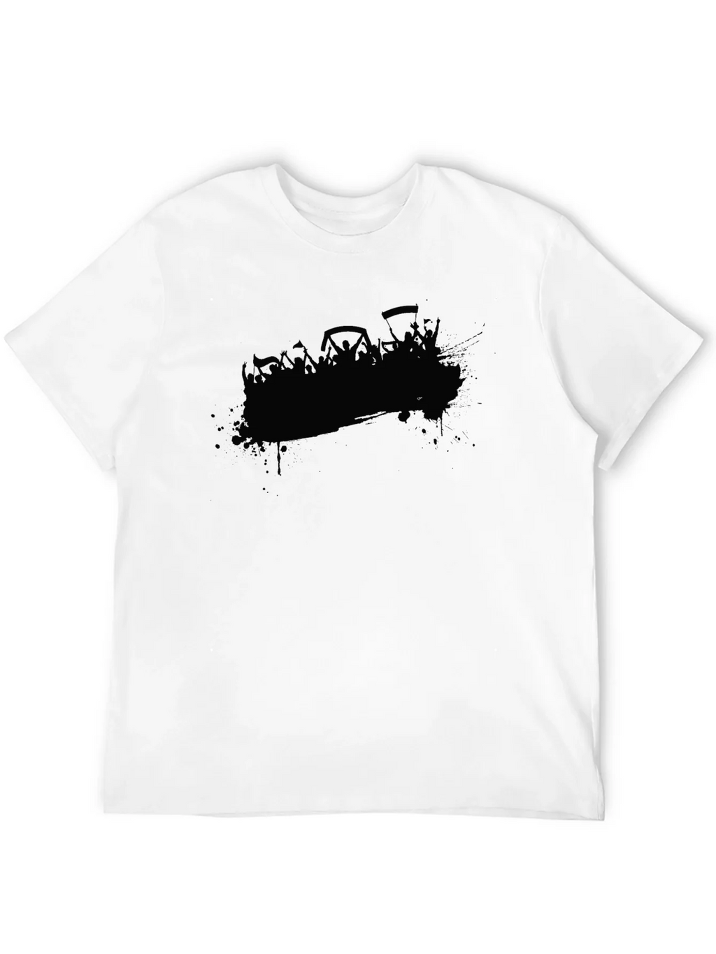 Black Graphic Tee - Crowd Silhouette Design