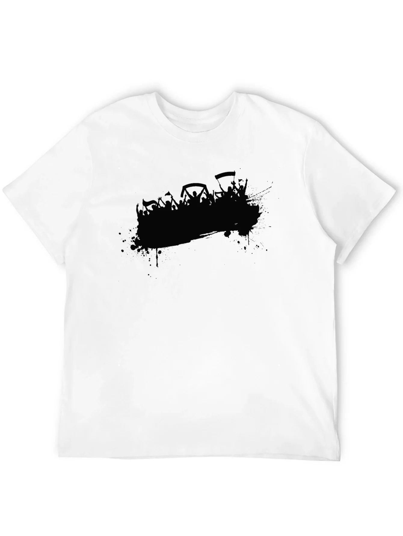 Black Graphic Tee - Crowd Silhouette Design