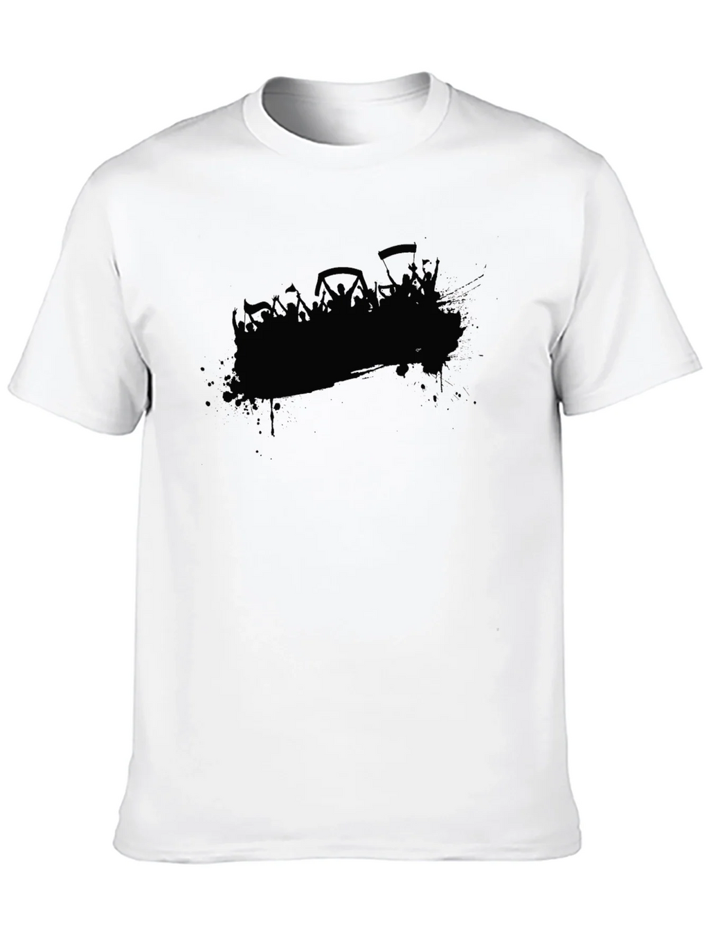 Black Graphic Tee - Crowd Silhouette Design