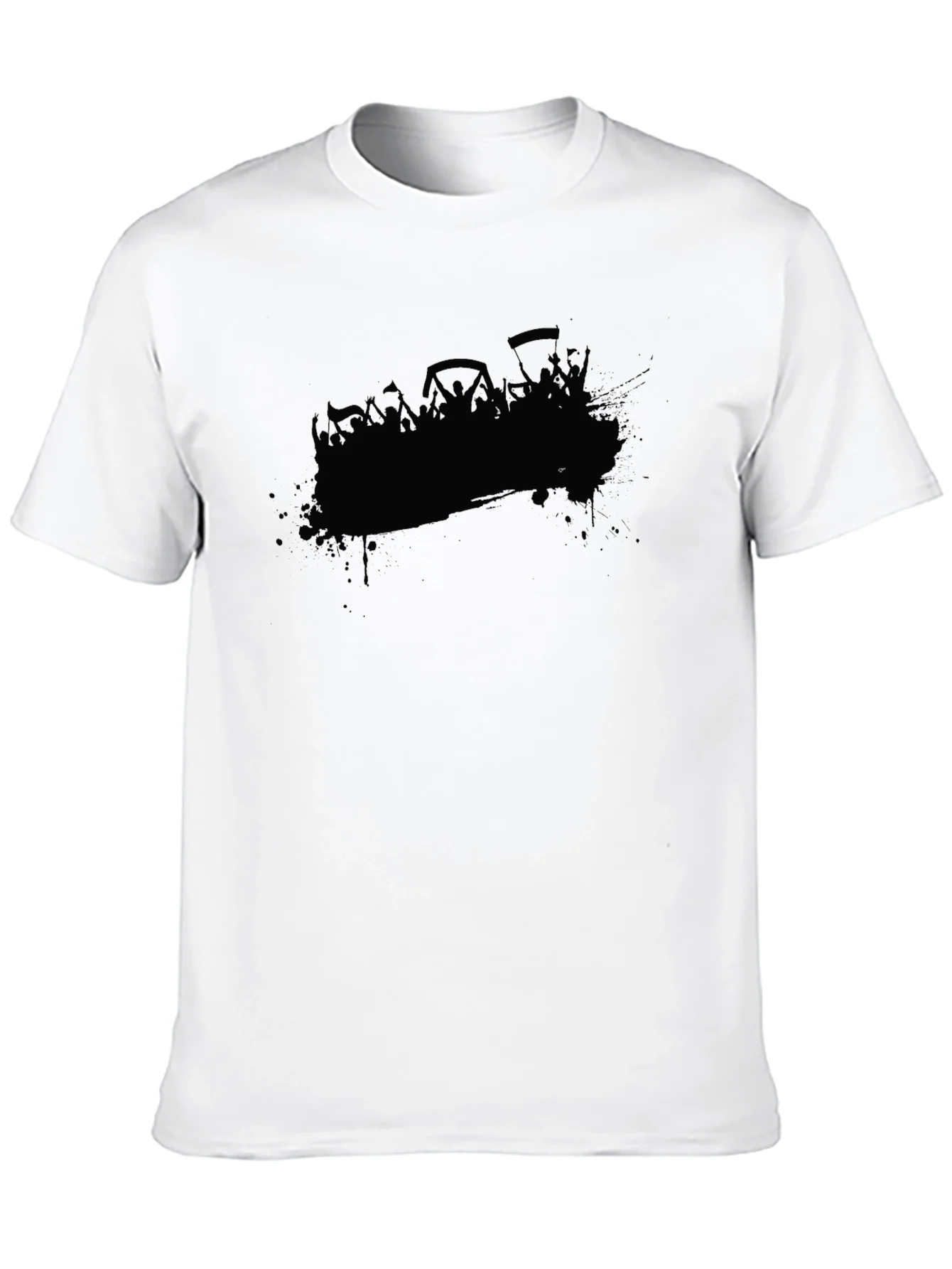 Black Graphic Tee - Crowd Silhouette Design