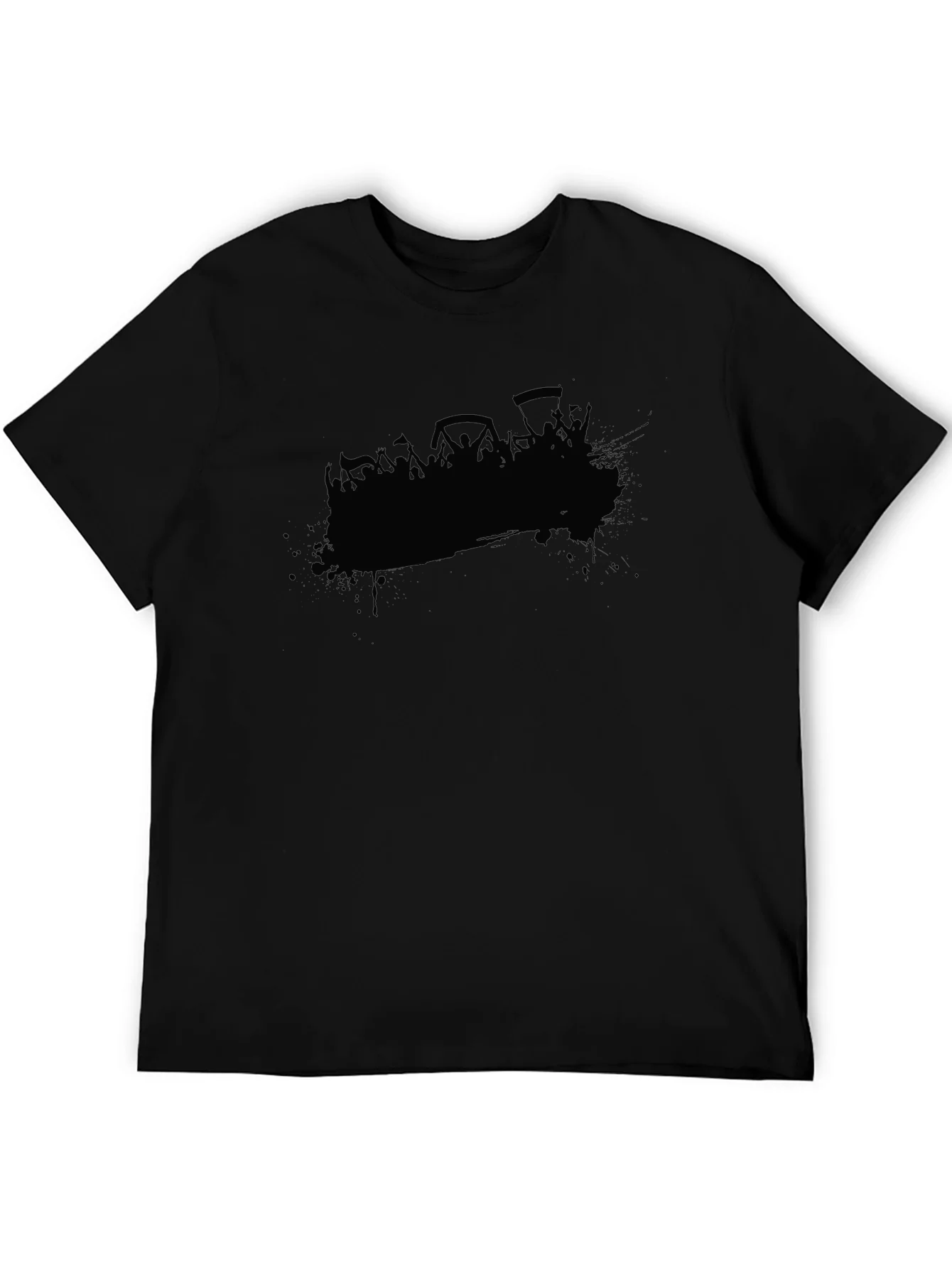 Black Graphic Tee - Crowd Silhouette Design