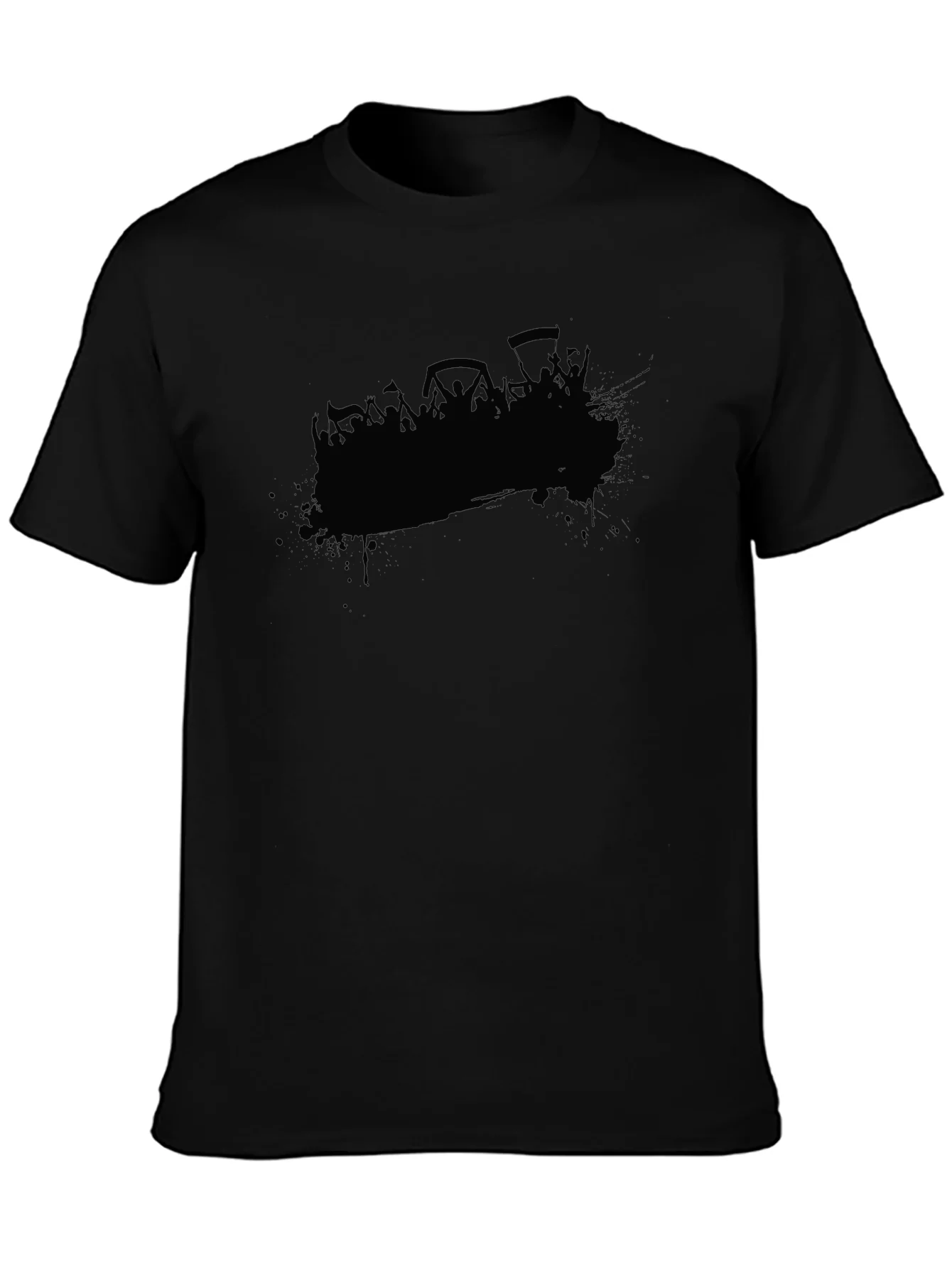 Black Graphic Tee - Crowd Silhouette Design