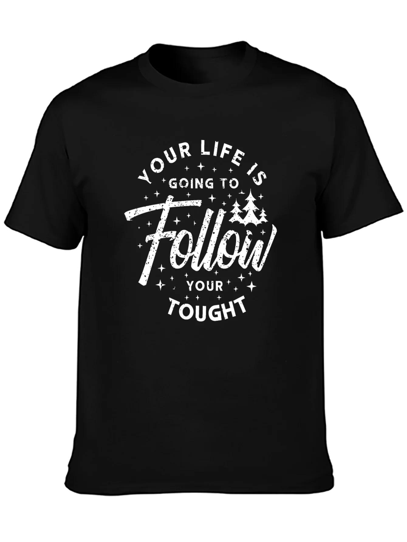 Follow Your Tought Graphic Tee - Black Casual Shirt