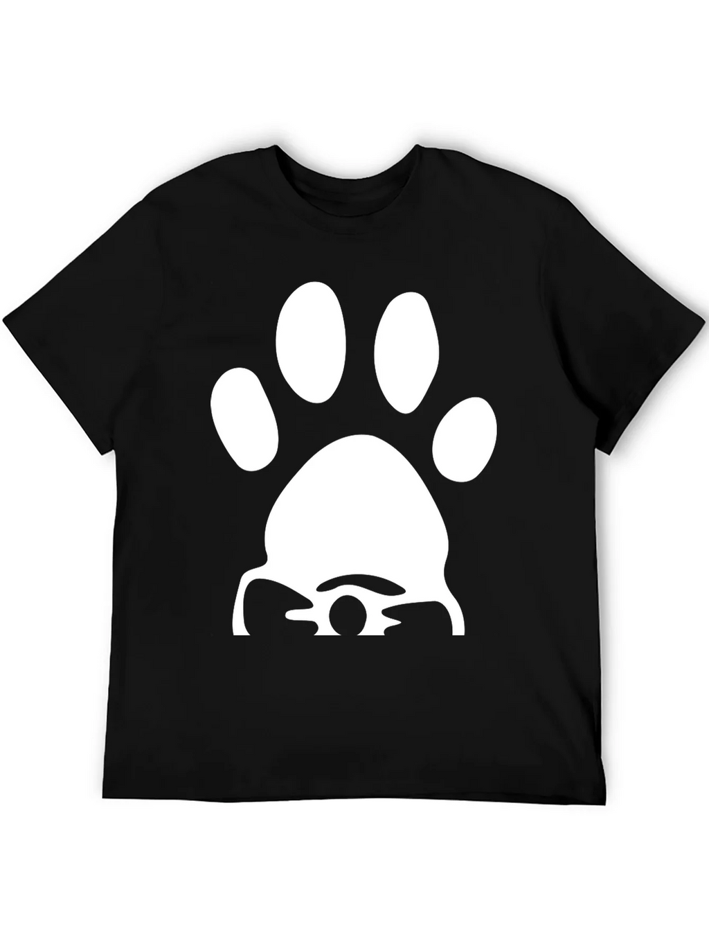 Paw Print Graphic Tee - Casual Black T-Shirt