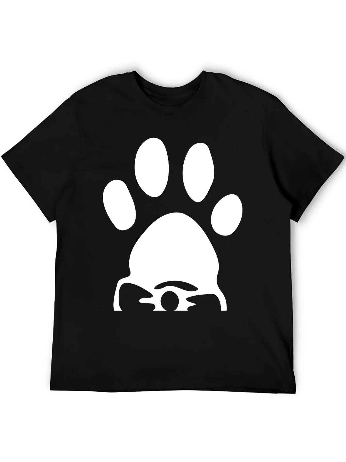 Paw Print Graphic Tee - Casual Black T-Shirt