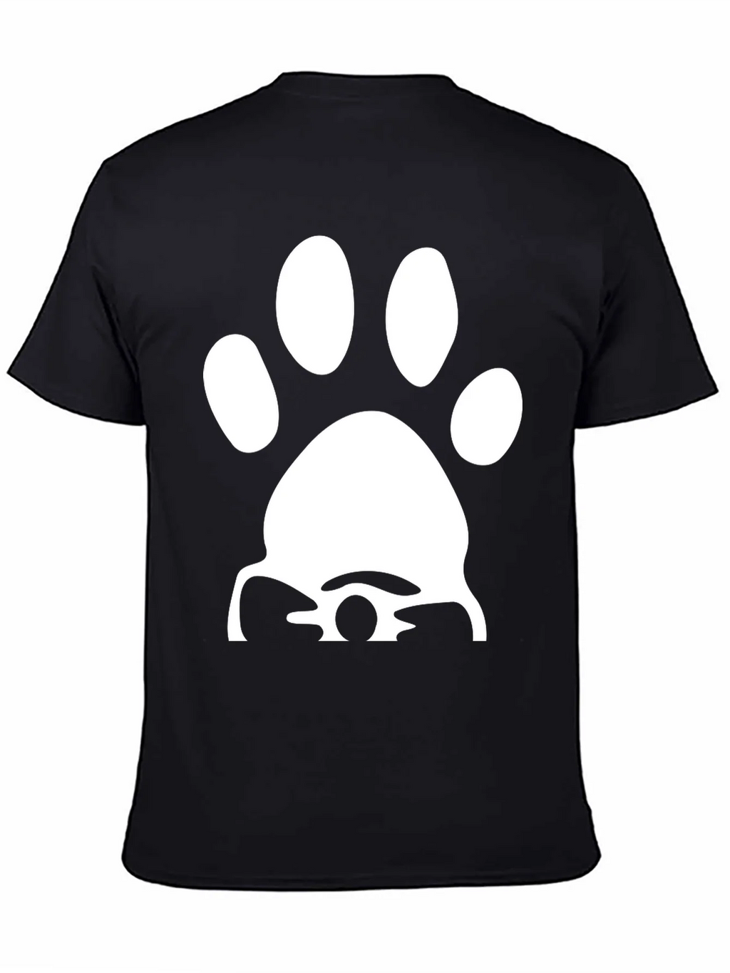 Paw Print Graphic Tee - Casual Black T-Shirt