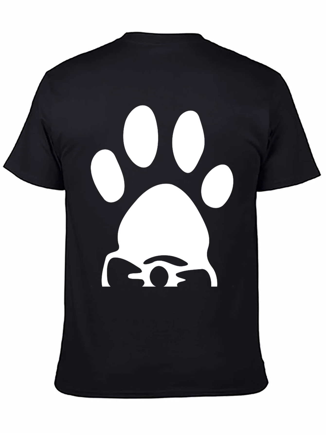 Paw Print Graphic Tee - Casual Black T-Shirt
