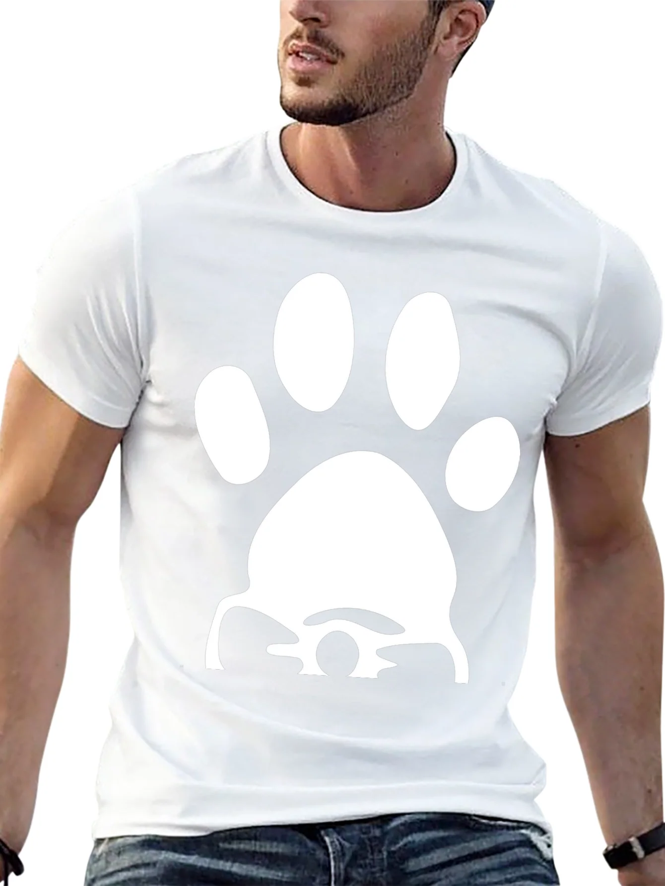 Paw Print Graphic Tee - Casual Black T-Shirt