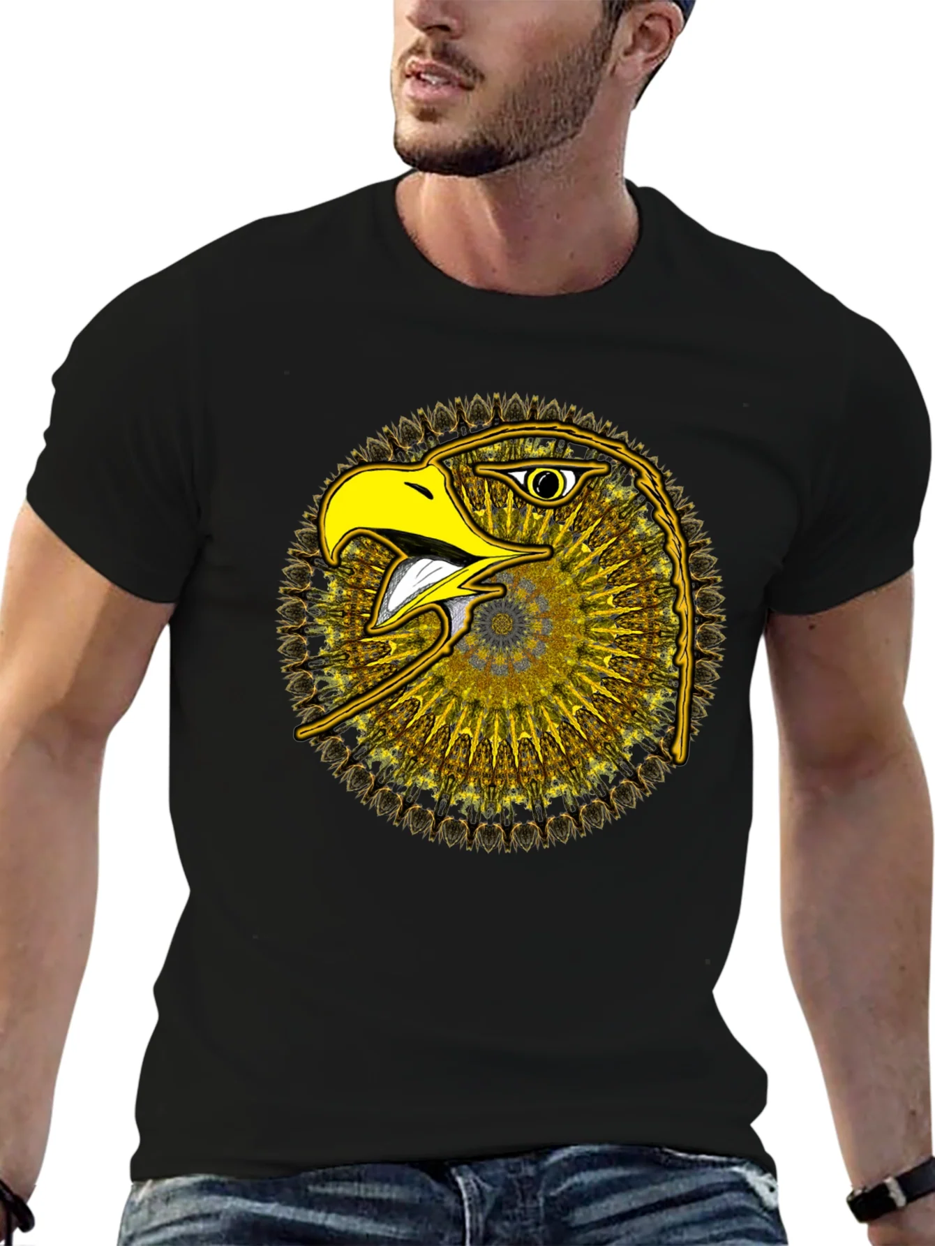 Eagle Mandala Graphic Tee - Stylish Black T-Shirt