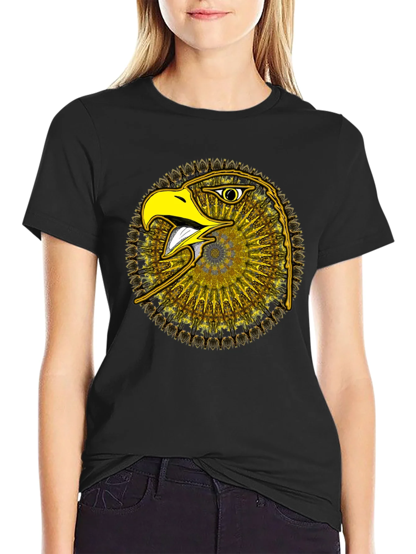 Eagle Mandala Graphic Tee - Stylish Black T-Shirt