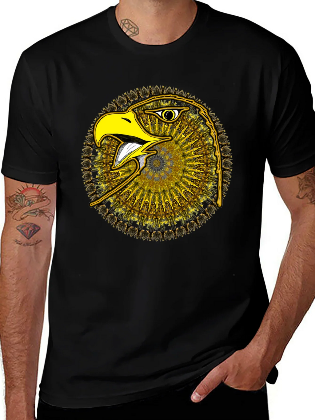 Eagle Mandala Graphic Tee - Stylish Black T-Shirt
