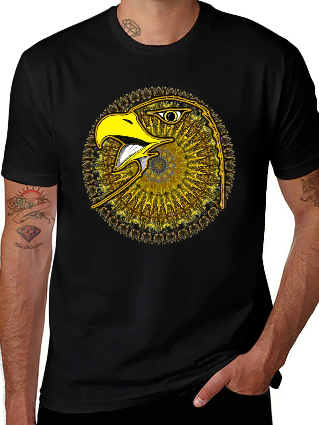 Eagle Mandala Graphic Tee - Stylish Black T-Shirt