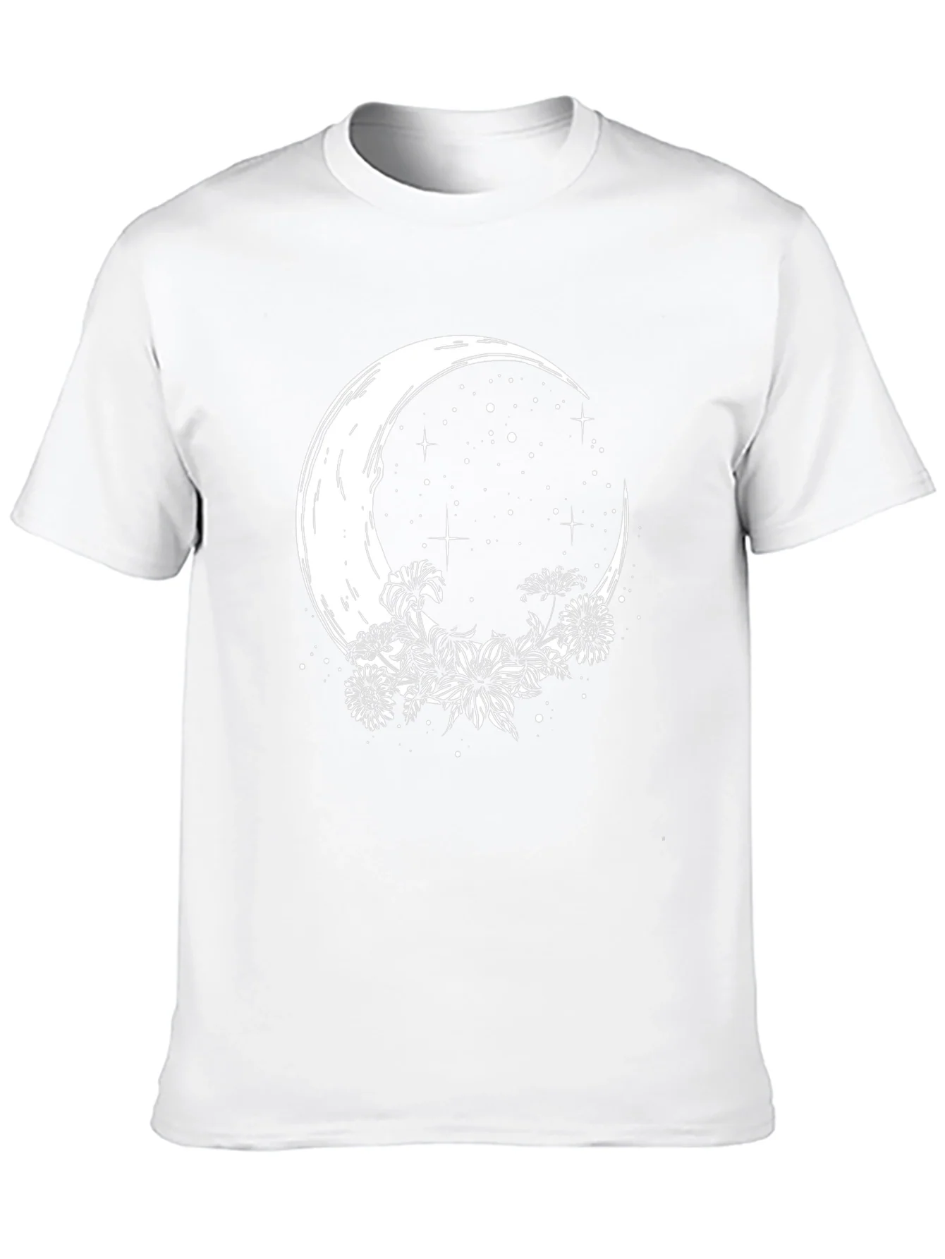 Crescent Moon Floral Graphic Tee - Stylish Black T-Shirt
