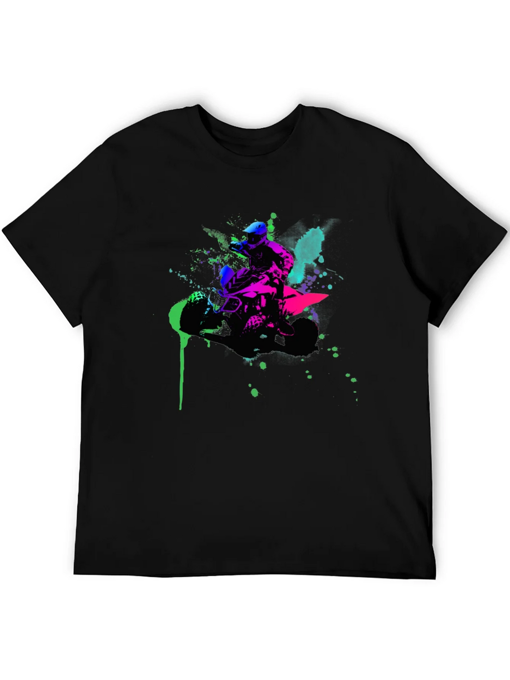 Neon ATV Rider Graphic Tee - Black