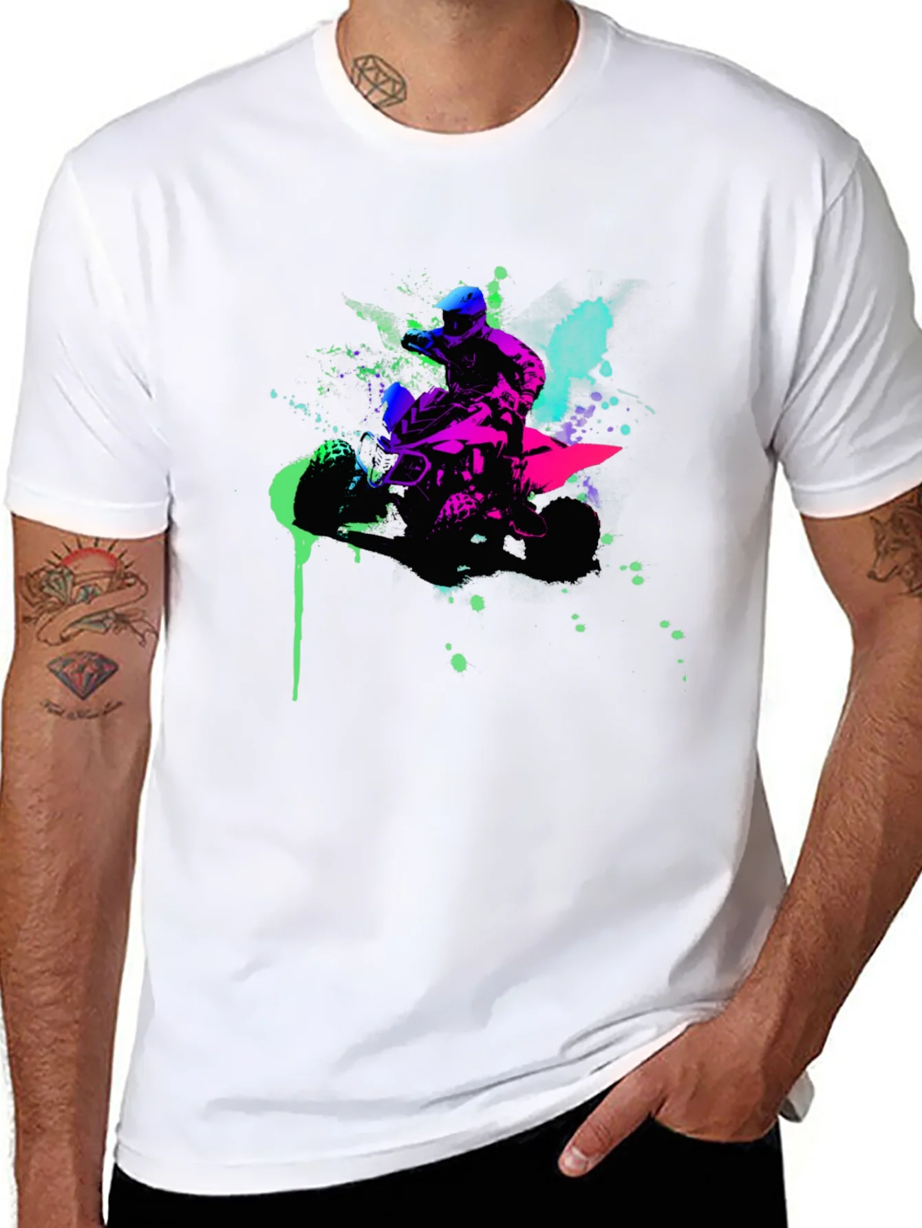 Neon ATV Rider Graphic Tee - Black