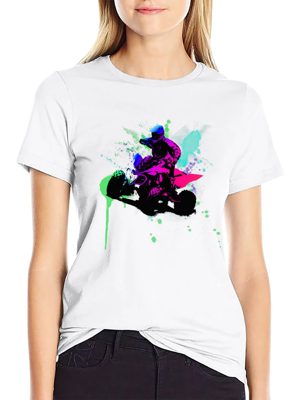 Neon ATV Rider Graphic Tee - Black