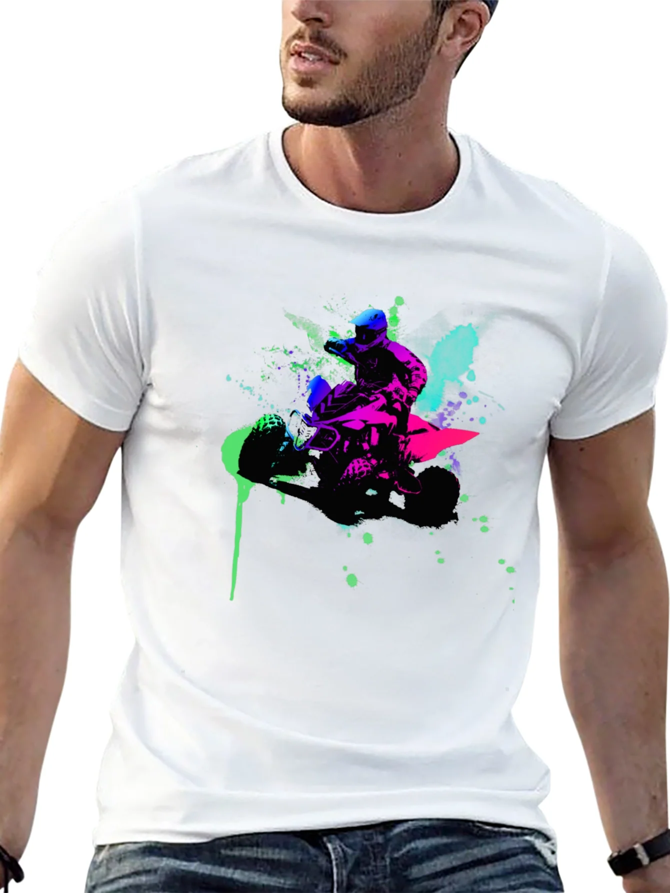 Neon ATV Rider Graphic Tee - Black
