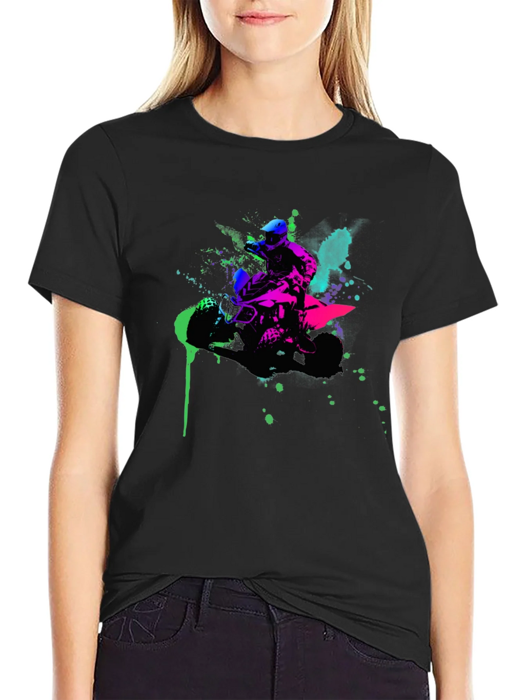 Neon ATV Rider Graphic Tee - Black