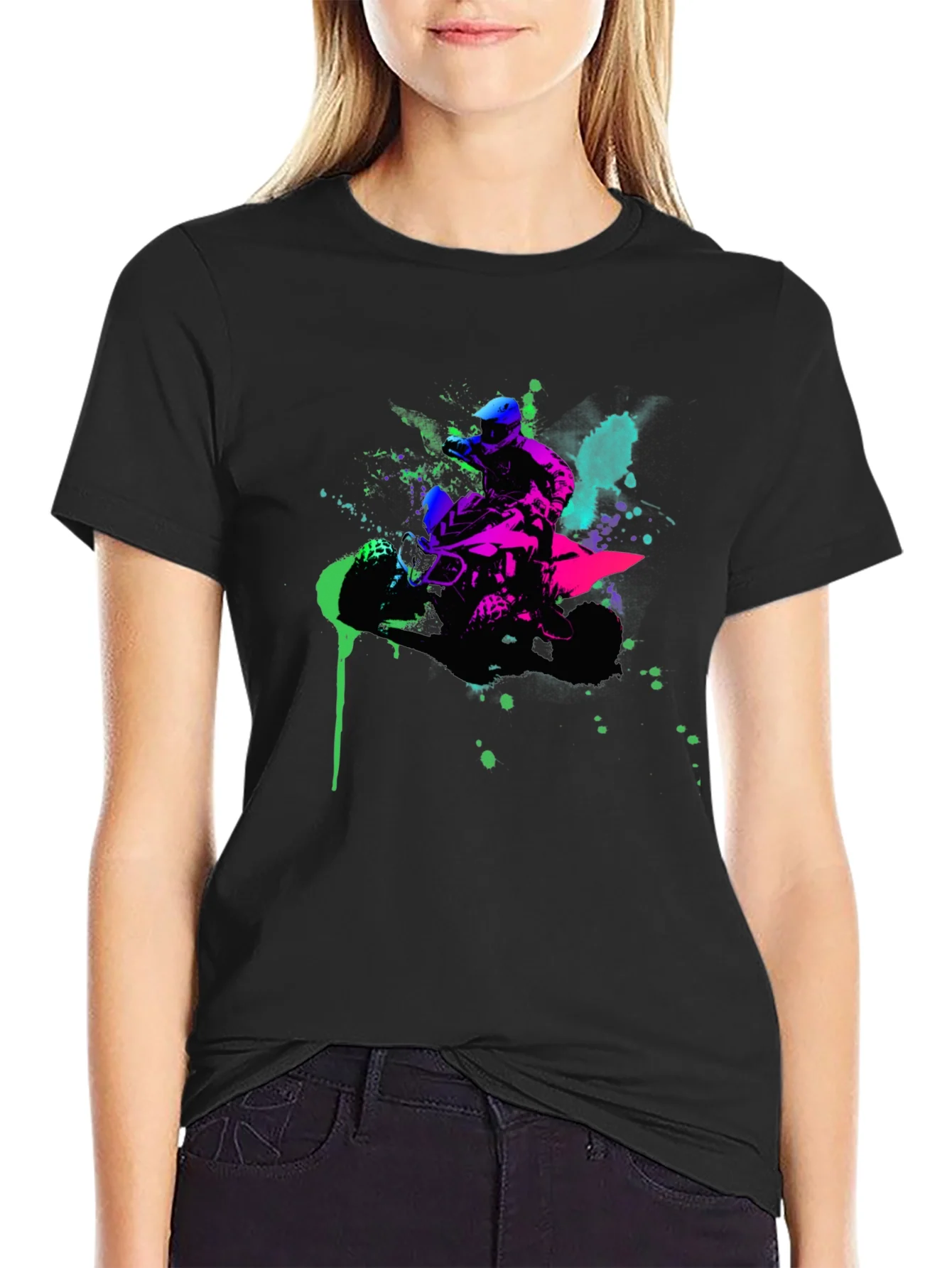 Neon ATV Rider Graphic Tee - Black