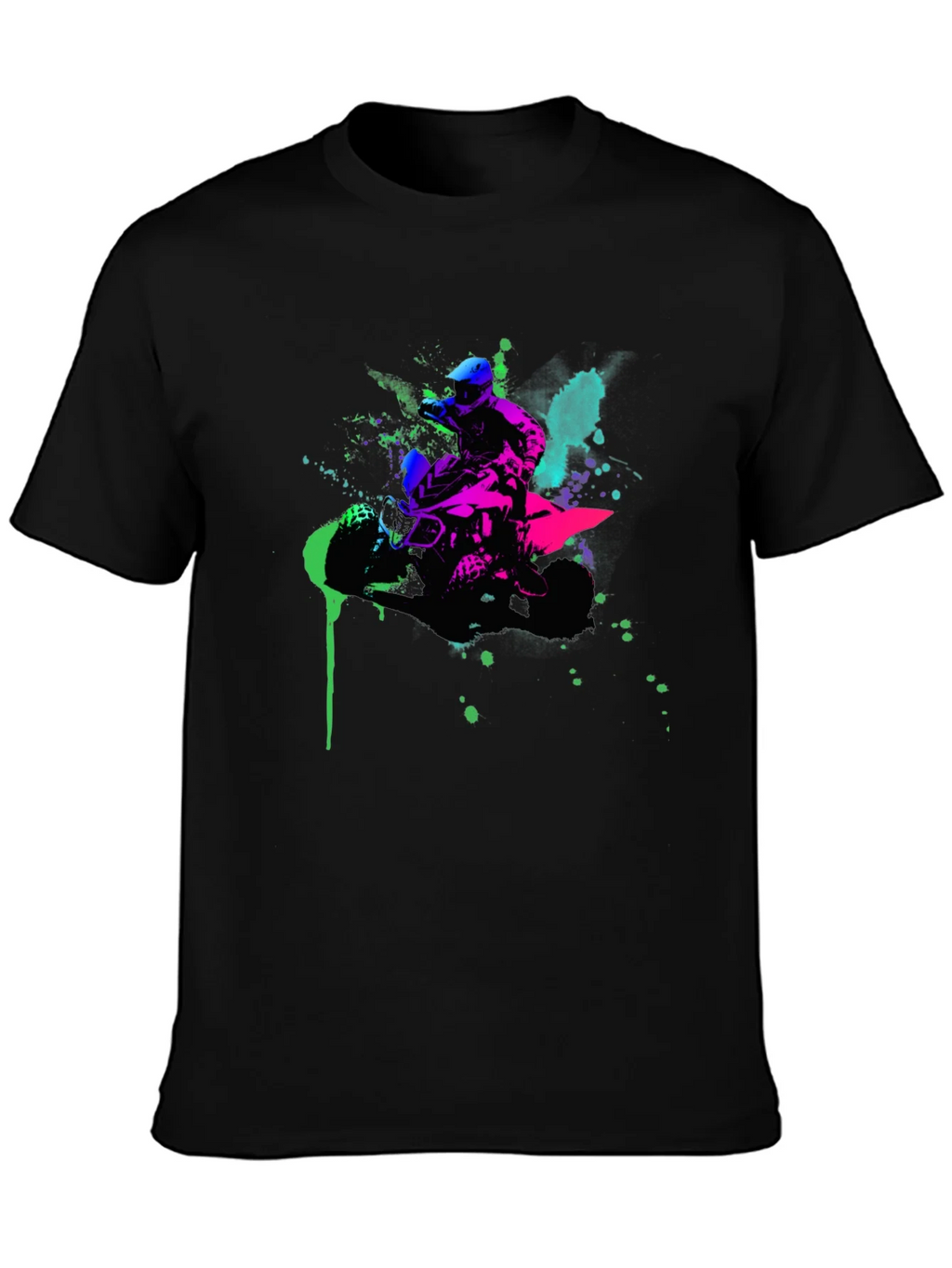 Neon ATV Rider Graphic Tee - Black