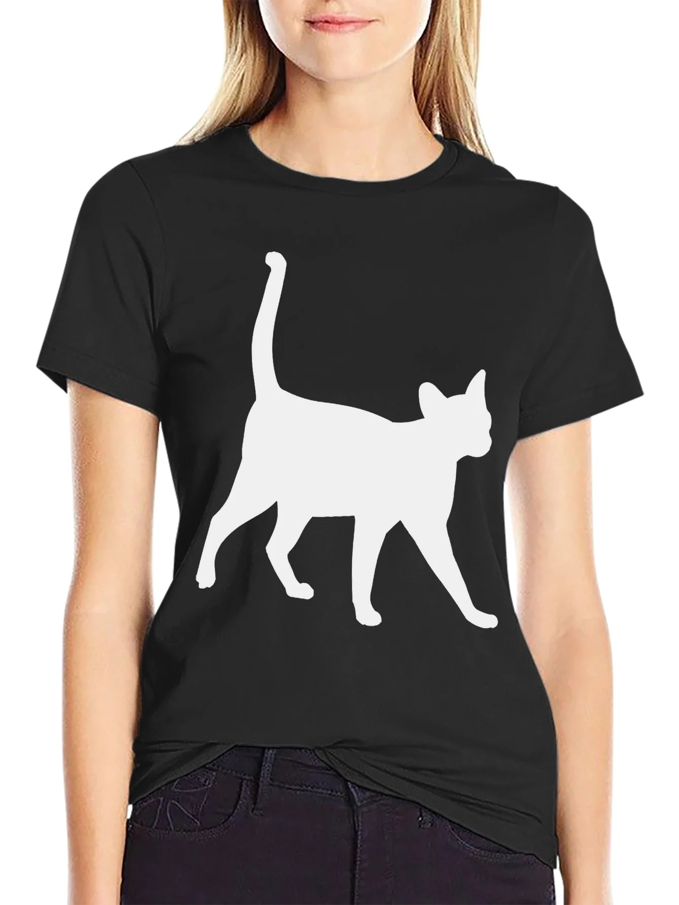 Cool Cat Silhouette Black T-Shirt