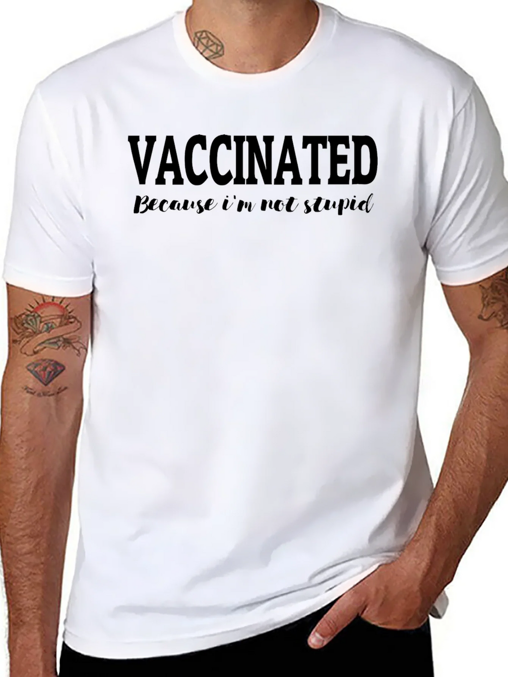 Vaccinated Funny Graphic T-Shirt - Anti-Stupid Black Tee