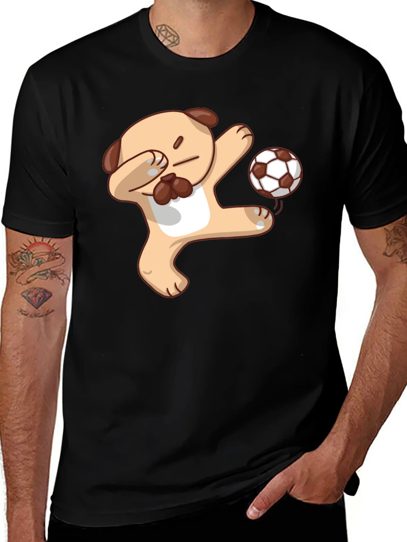 Funny Pug Soccer Dab T-Shirt