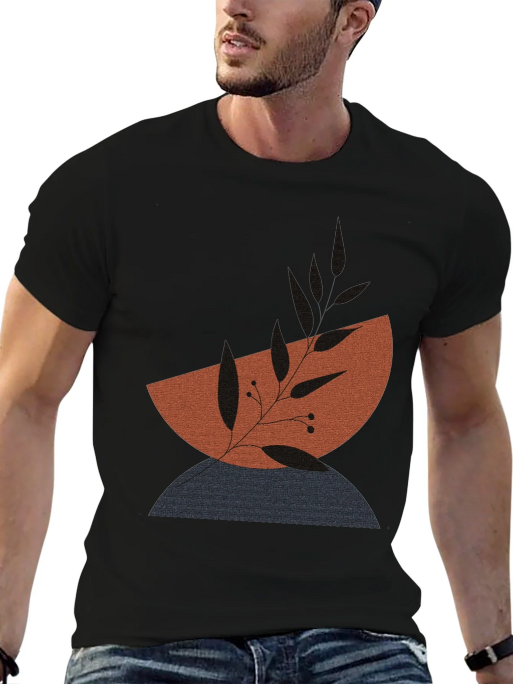 Modern Abstract Graphic Print Mens T-Shirt