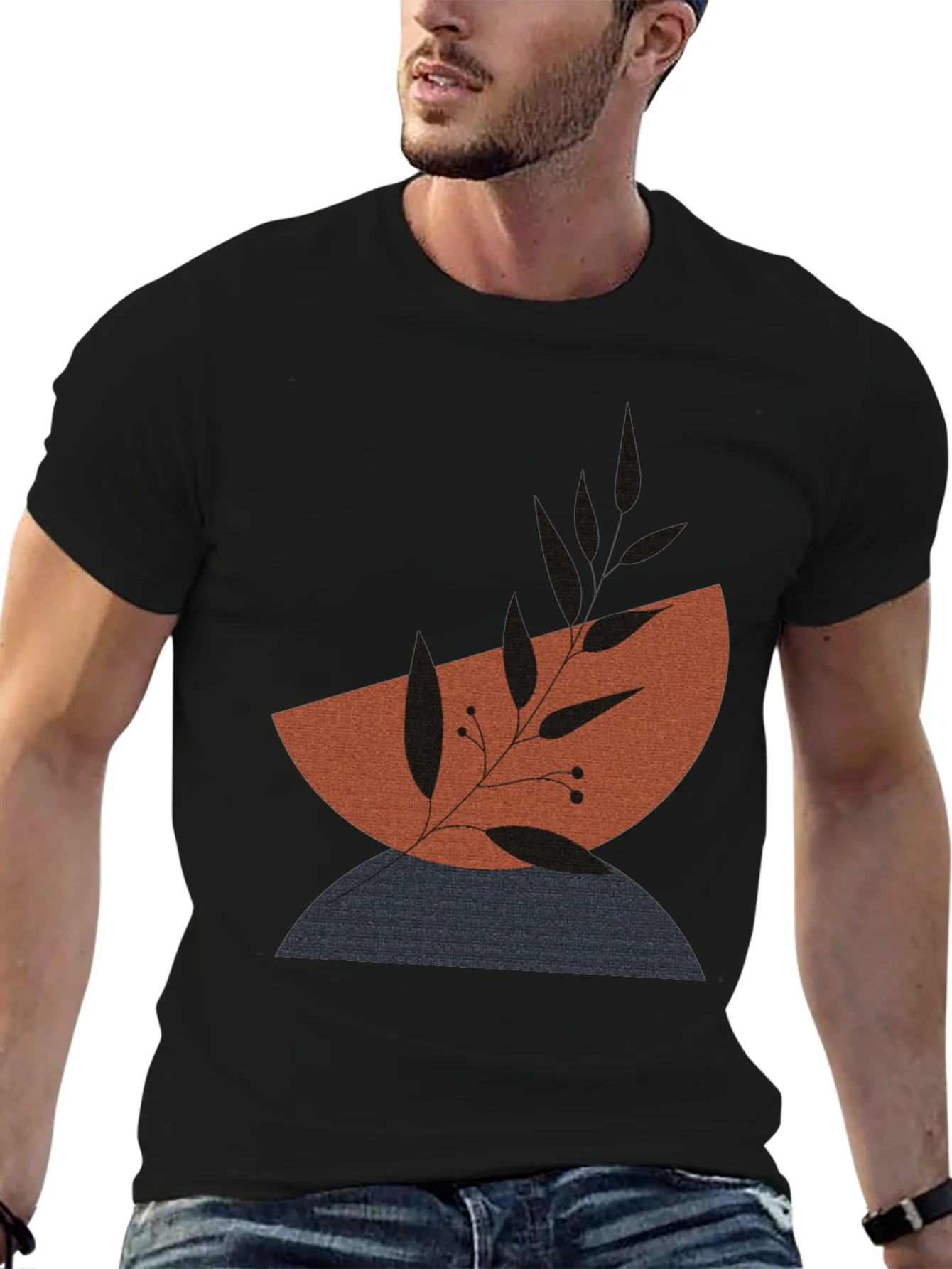 Modern Abstract Graphic Print Mens T-Shirt