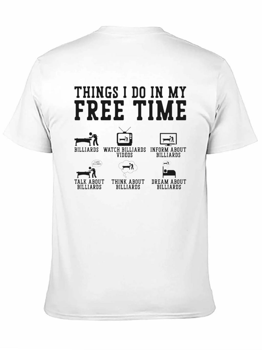 Billiards Free Time T-Shirt -  Black Graphic Tee