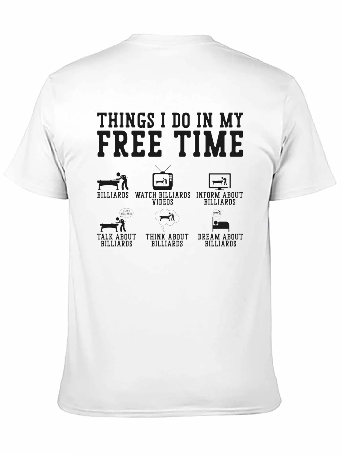 Billiards Free Time T-Shirt -  Black Graphic Tee