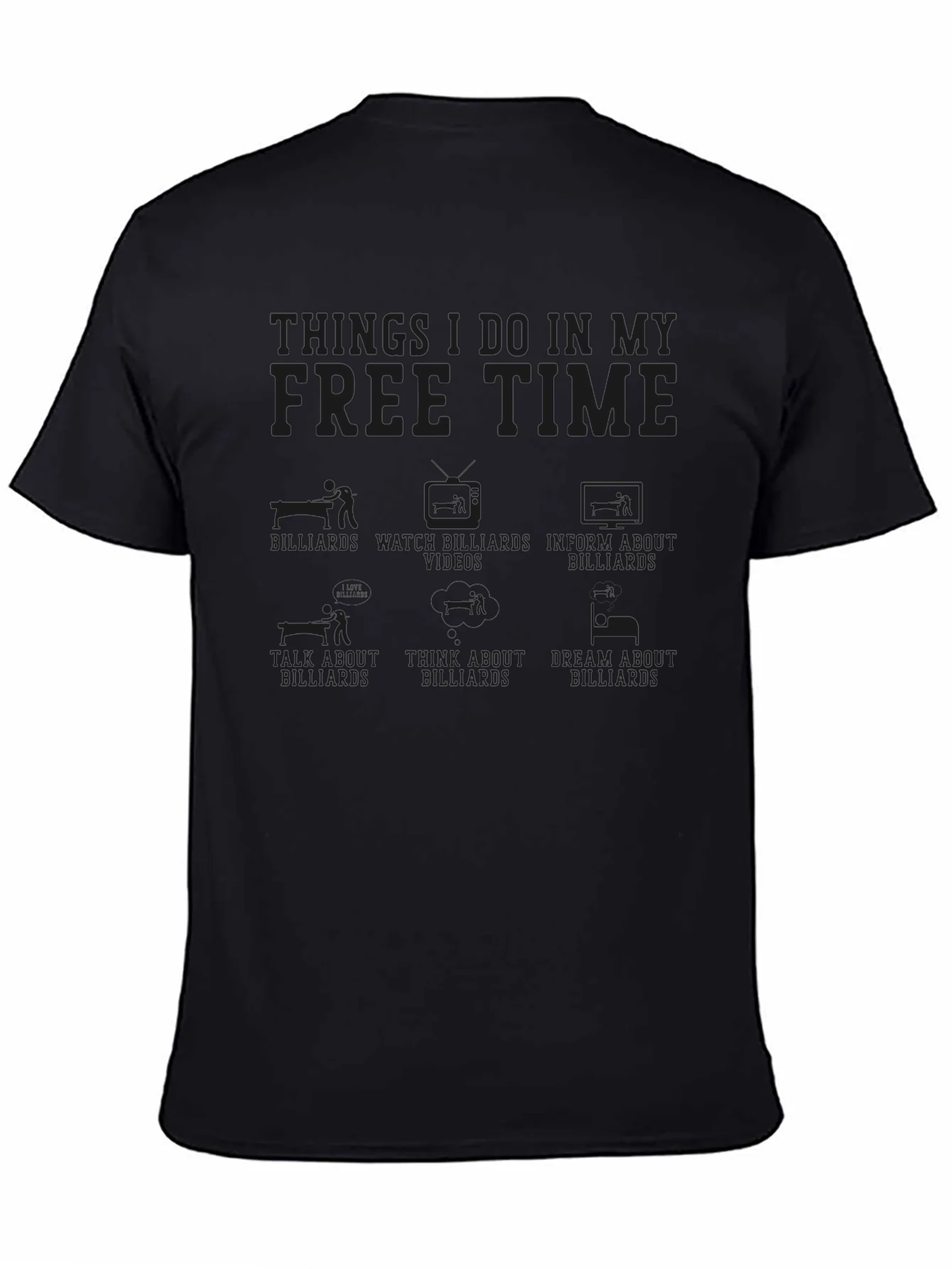 Billiards Free Time T-Shirt -  Black Graphic Tee