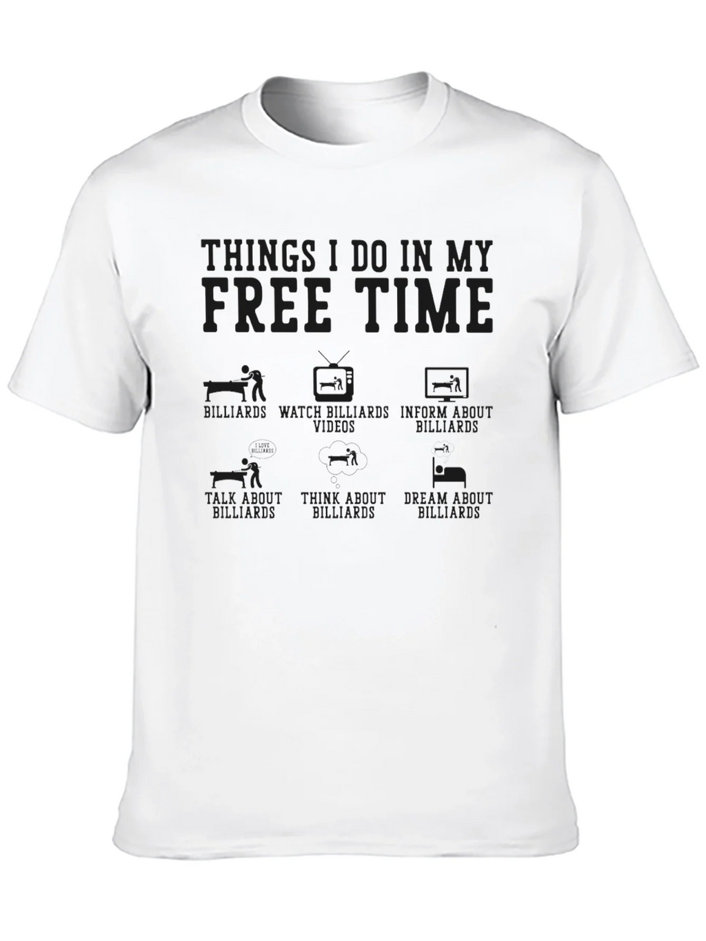 Billiards Free Time T-Shirt -  Black Graphic Tee