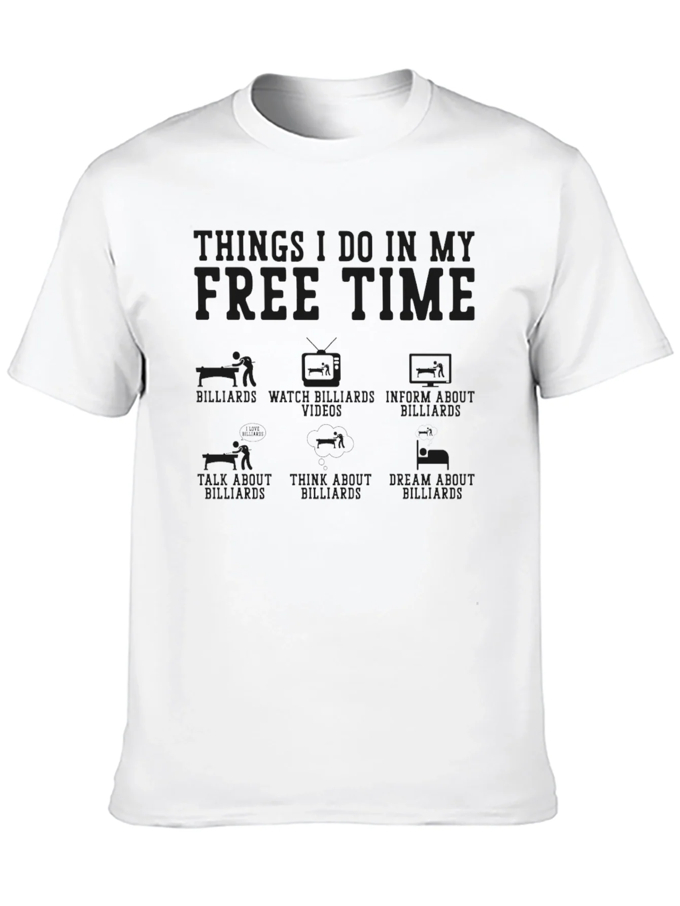 Billiards Free Time T-Shirt -  Black Graphic Tee