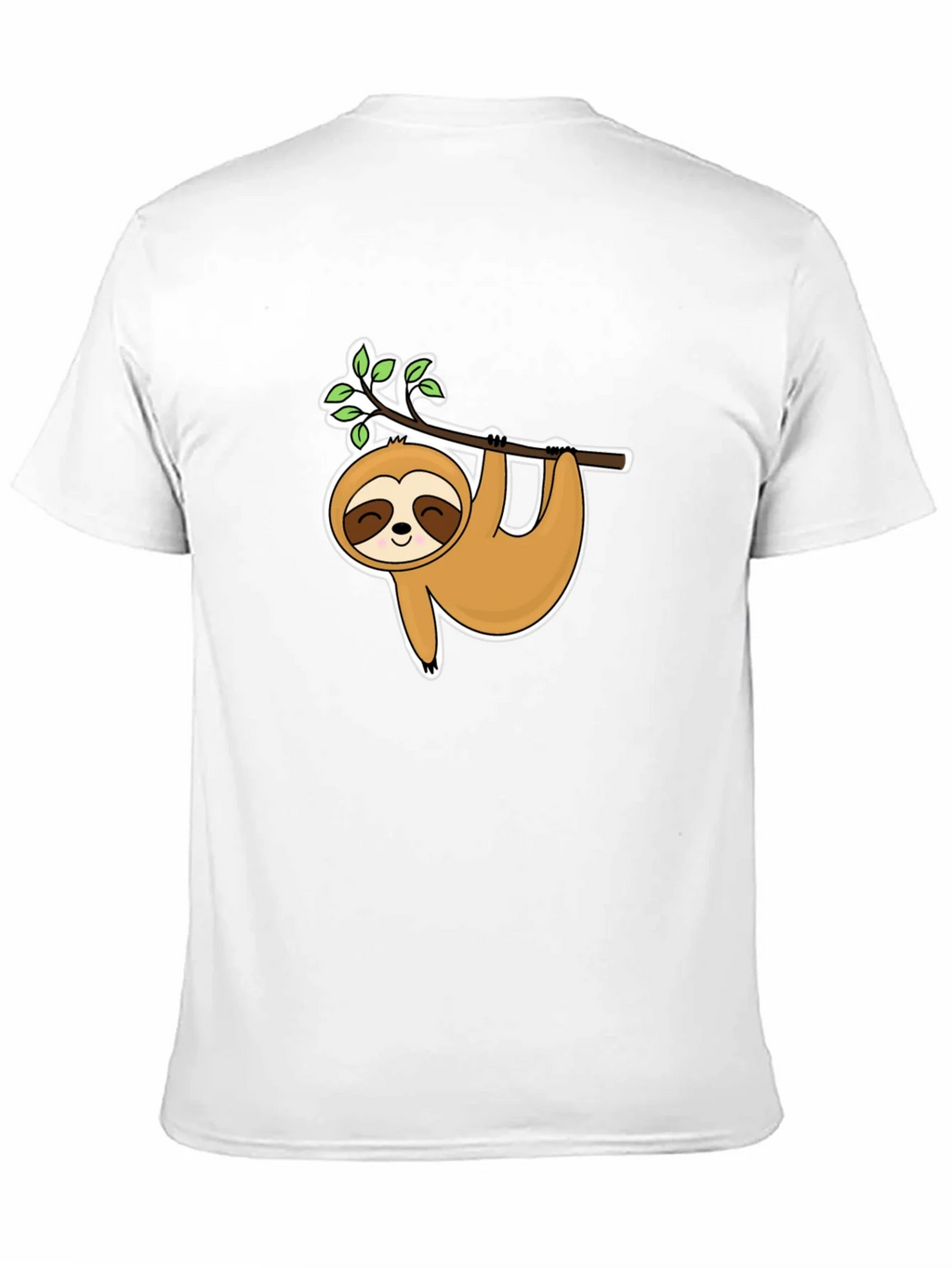 Cute Sloth Hanging On Branch Black T-Shirt