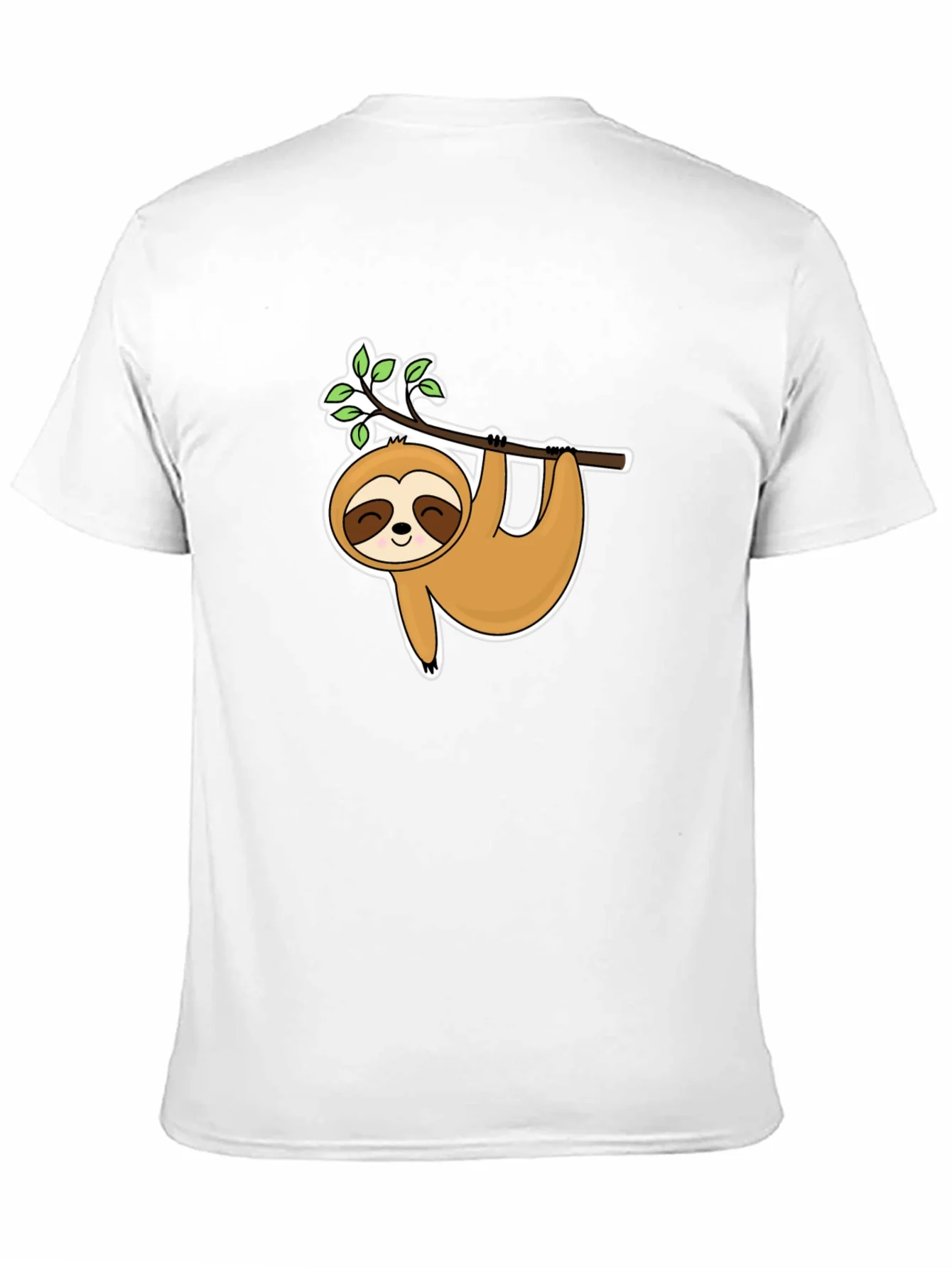 Cute Sloth Hanging On Branch Black T-Shirt