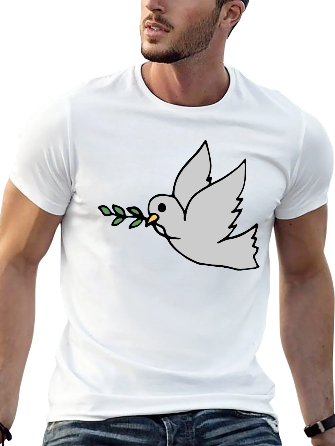 Peace Dove Graphic Tee - Black Casual T-Shirt