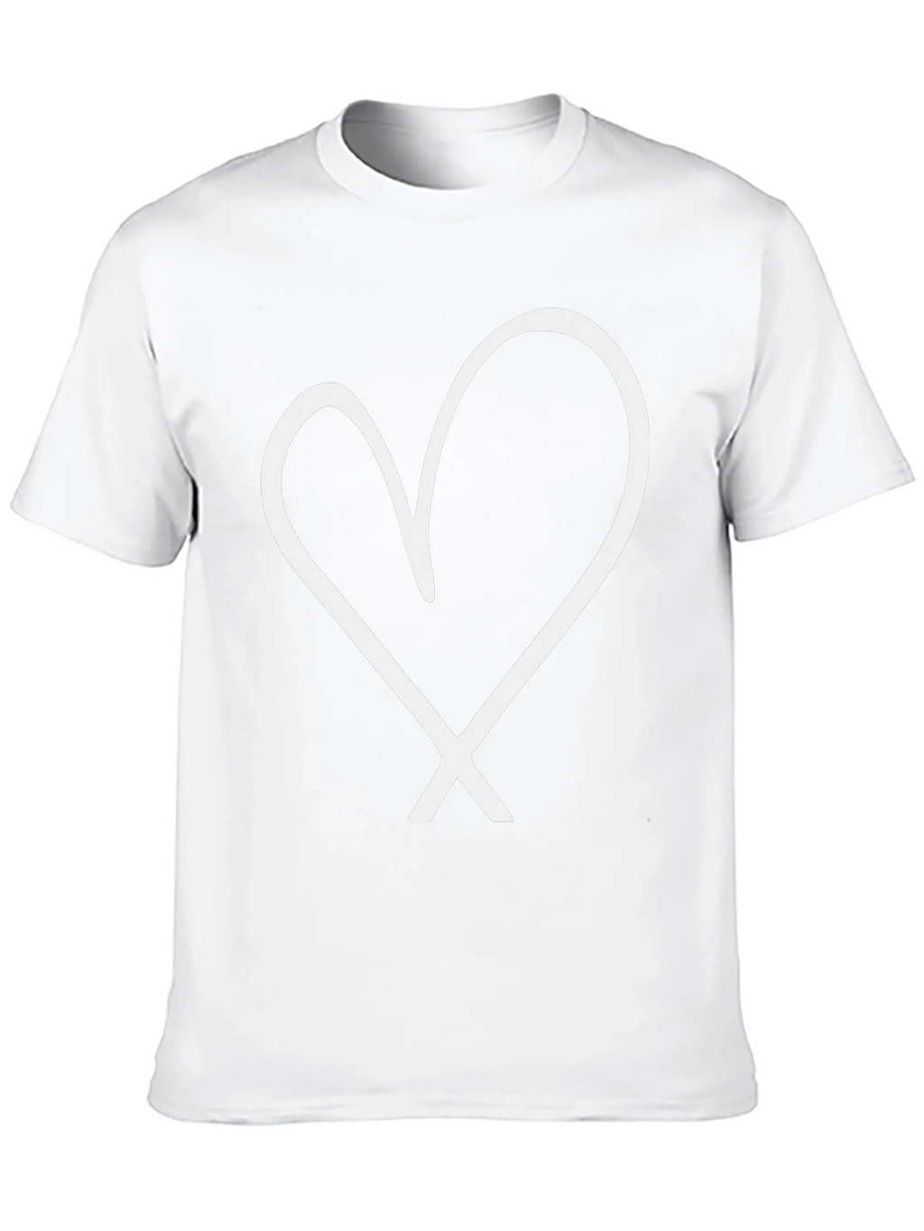 Black T-Shirt with White Heart Graphic