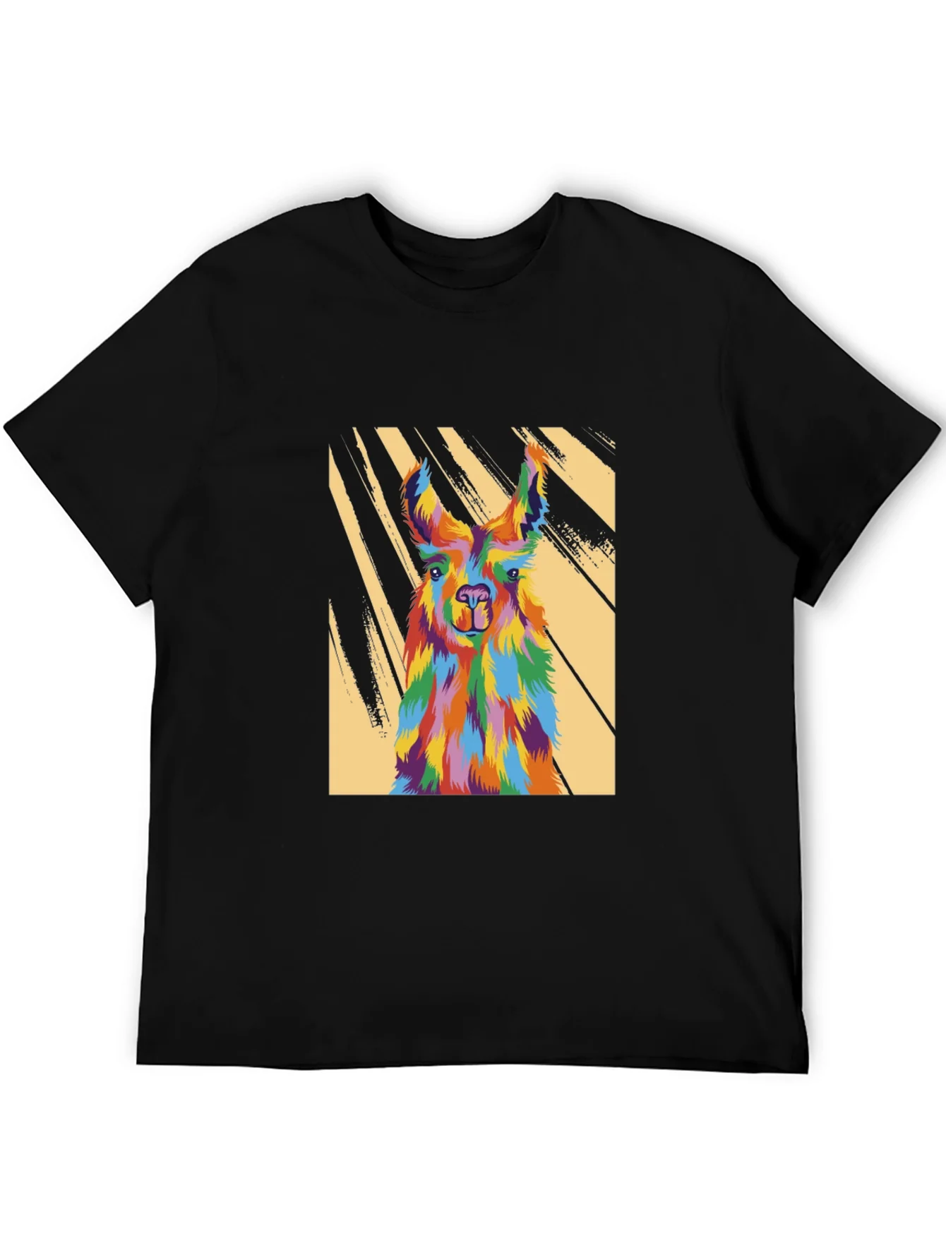 Colorful Llama Graphic Tee - Mens Black T-Shirt