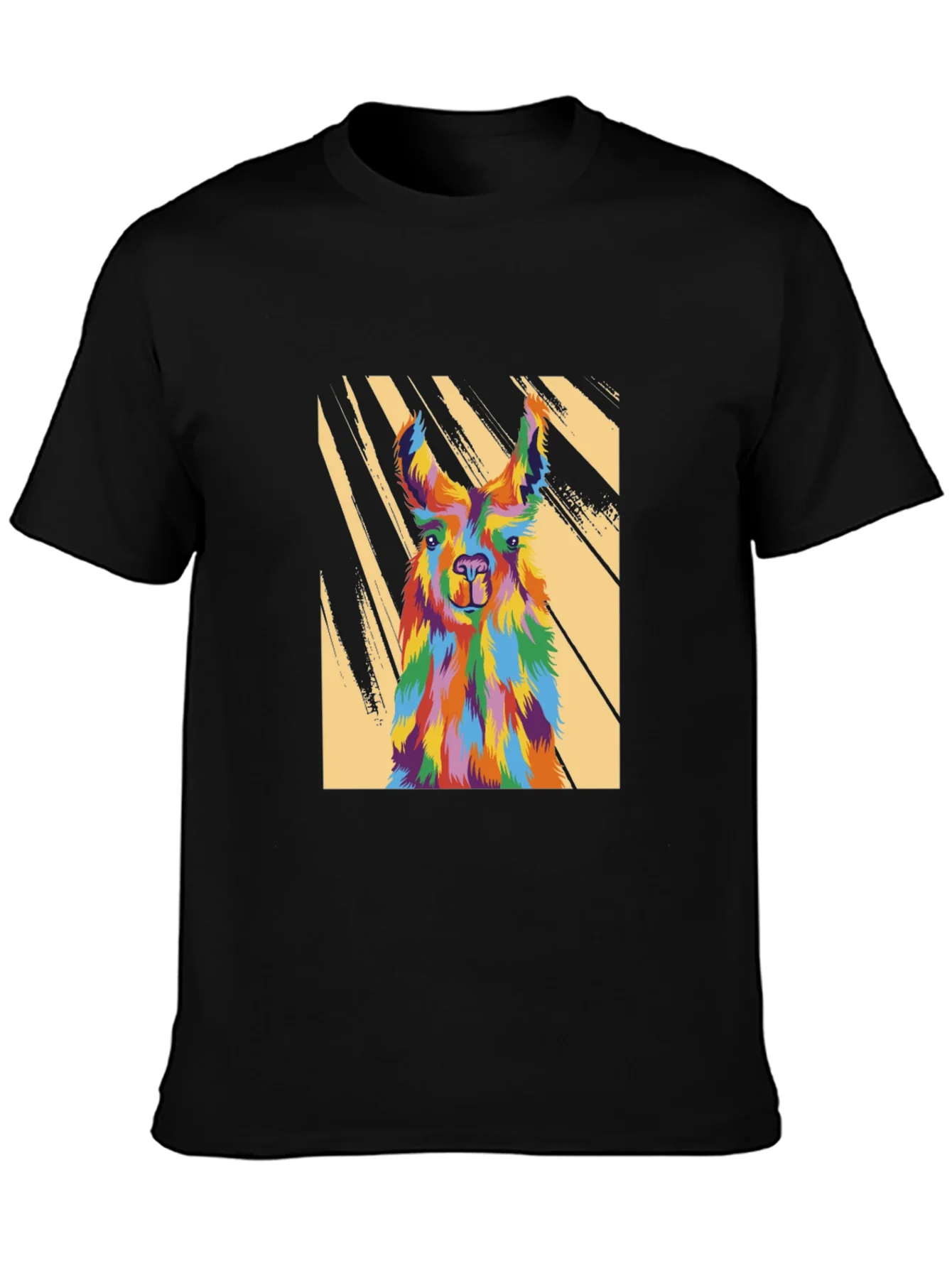 Colorful Llama Graphic Tee - Mens Black T-Shirt