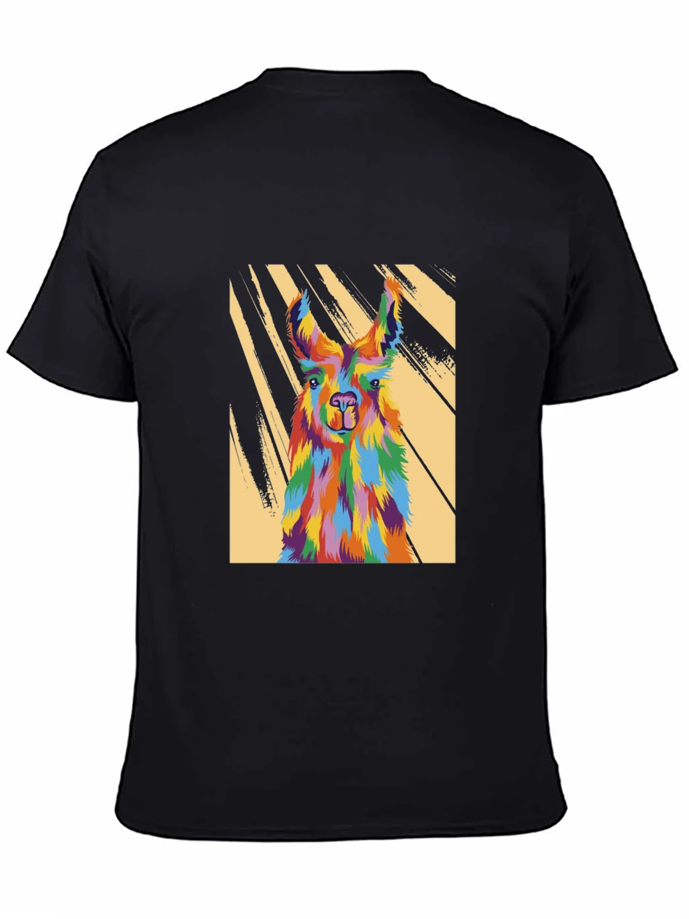 Colorful Llama Graphic Tee - Mens Black T-Shirt