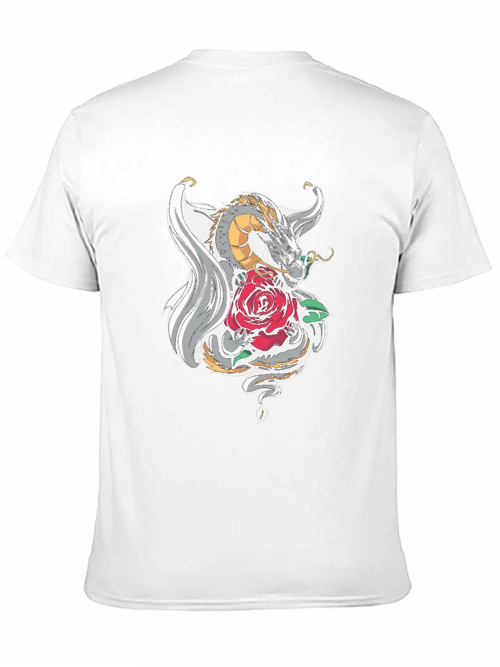 Dragon and Rose Graphic Tee - Black
