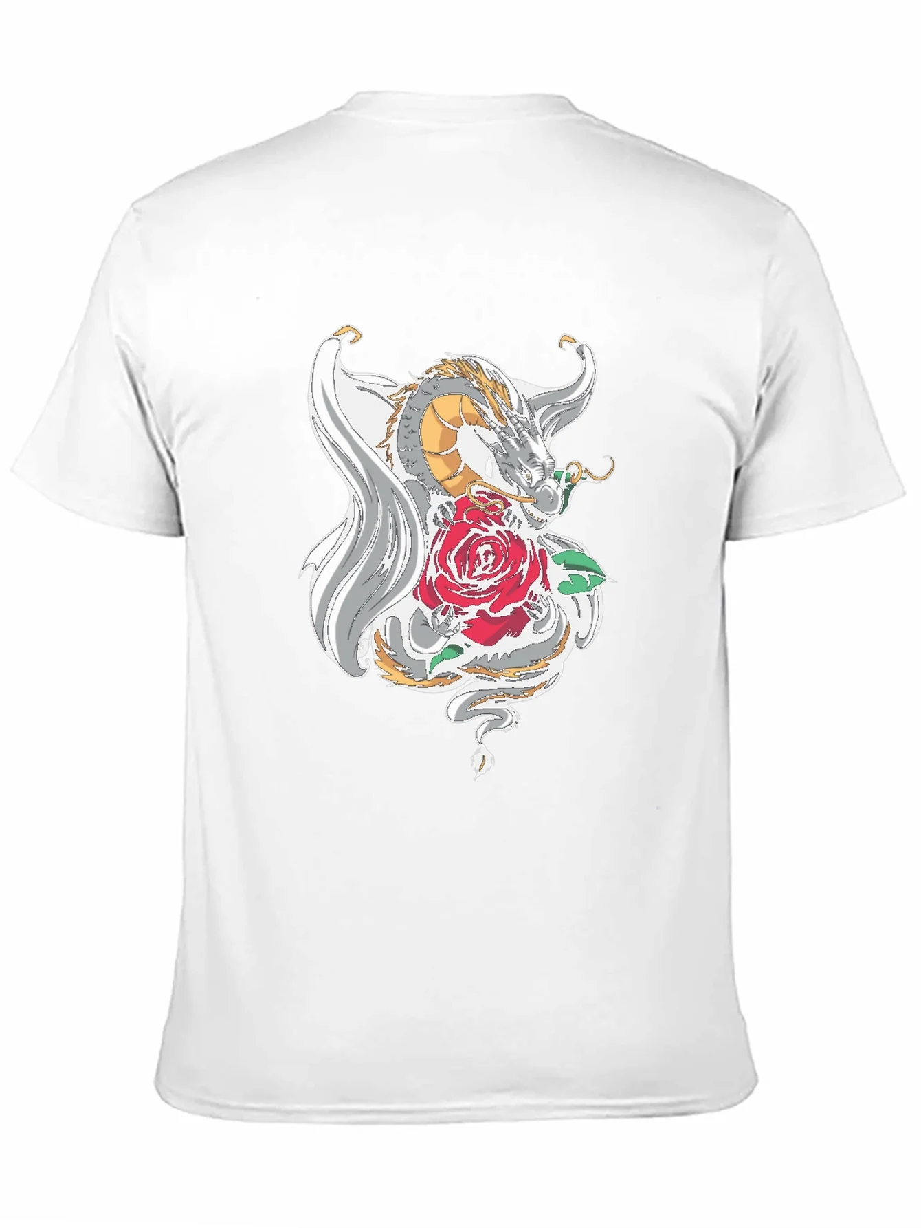 Dragon and Rose Graphic Tee - Black