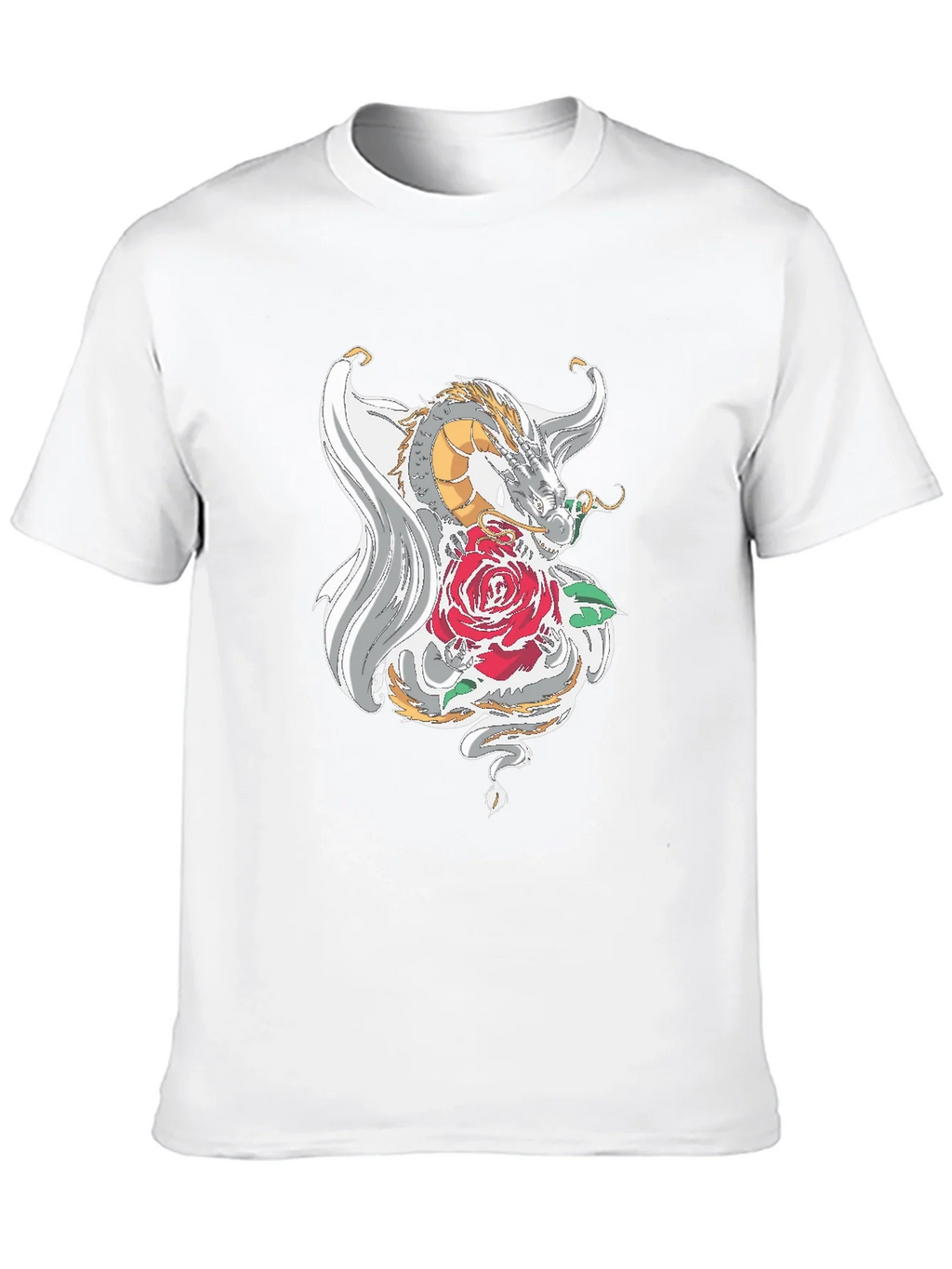 Dragon and Rose Graphic Tee - Black