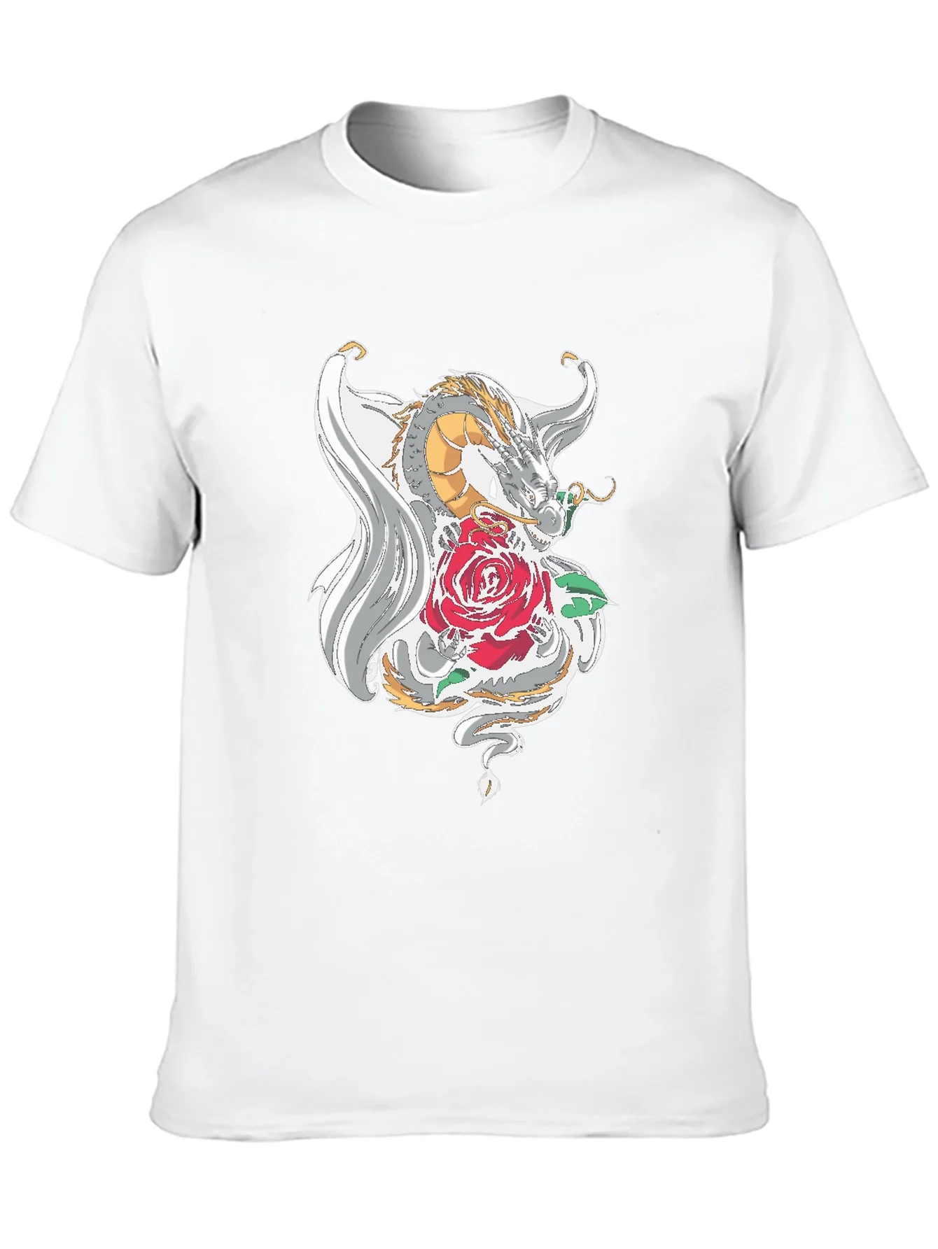Dragon and Rose Graphic Tee - Black