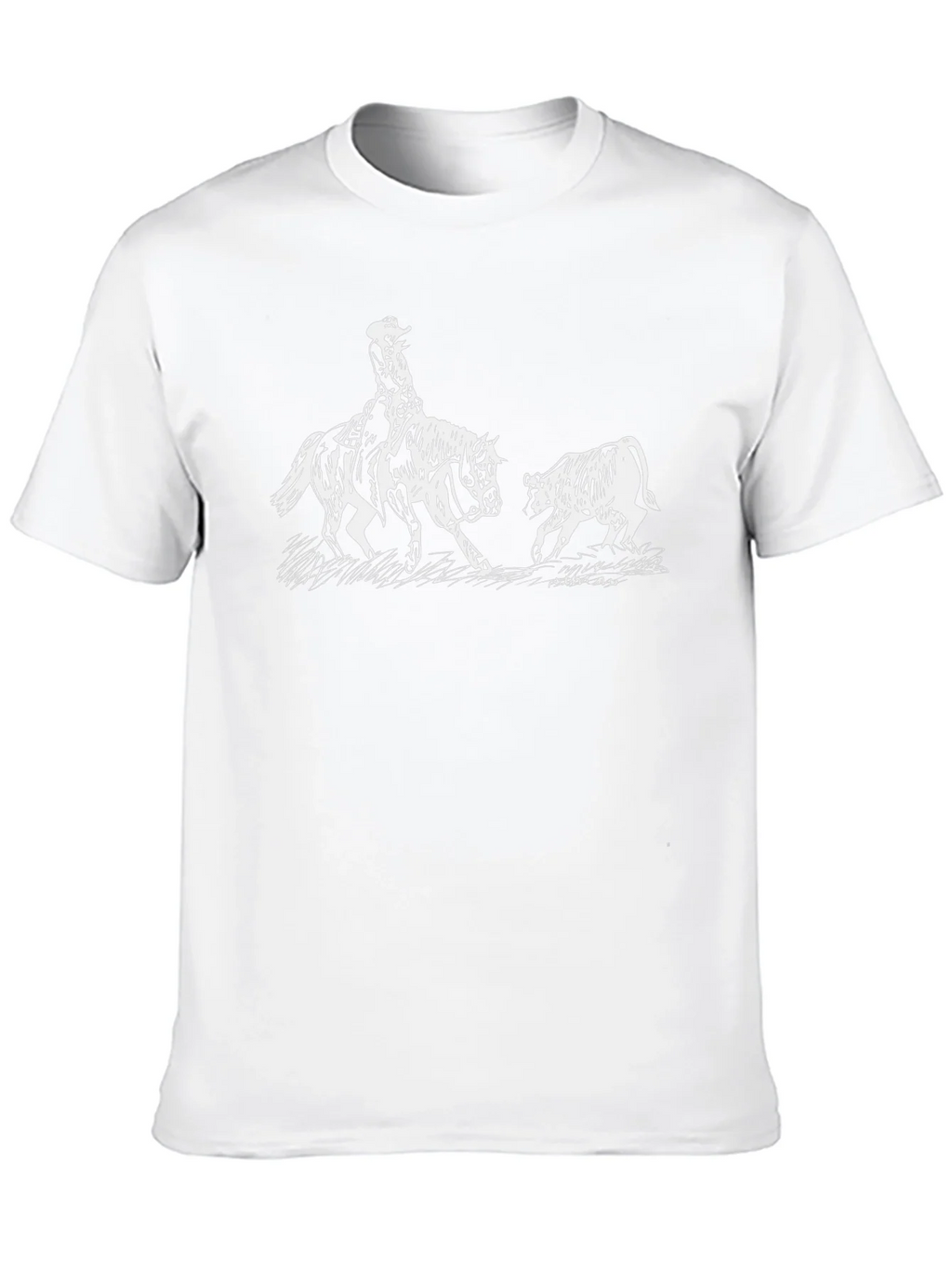 Cowboy Horse Bull Graphic Tee - Black Cotton