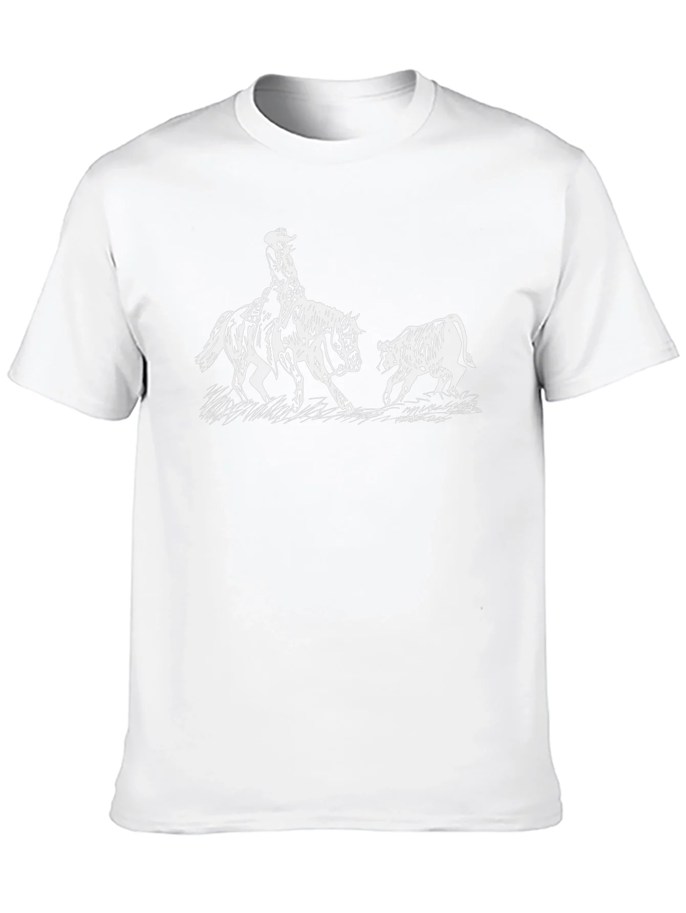 Cowboy Horse Bull Graphic Tee - Black Cotton