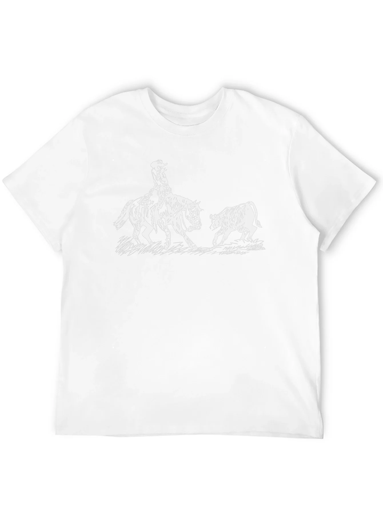 Cowboy Horse Bull Graphic Tee - Black Cotton