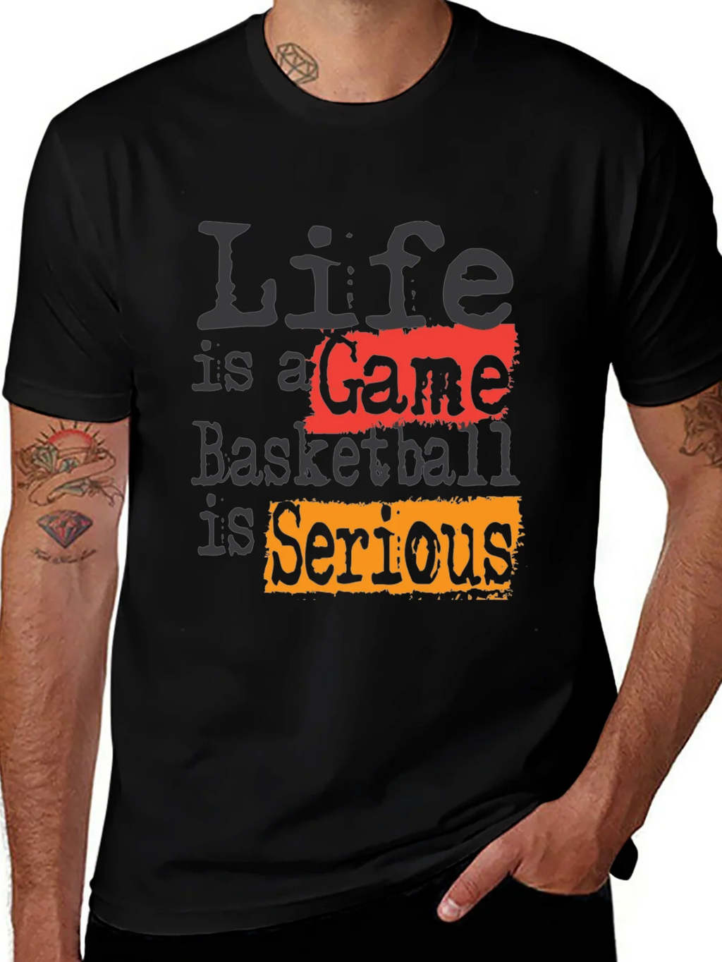 Life Is A Game Basketball Is Serious Black T-Shirt