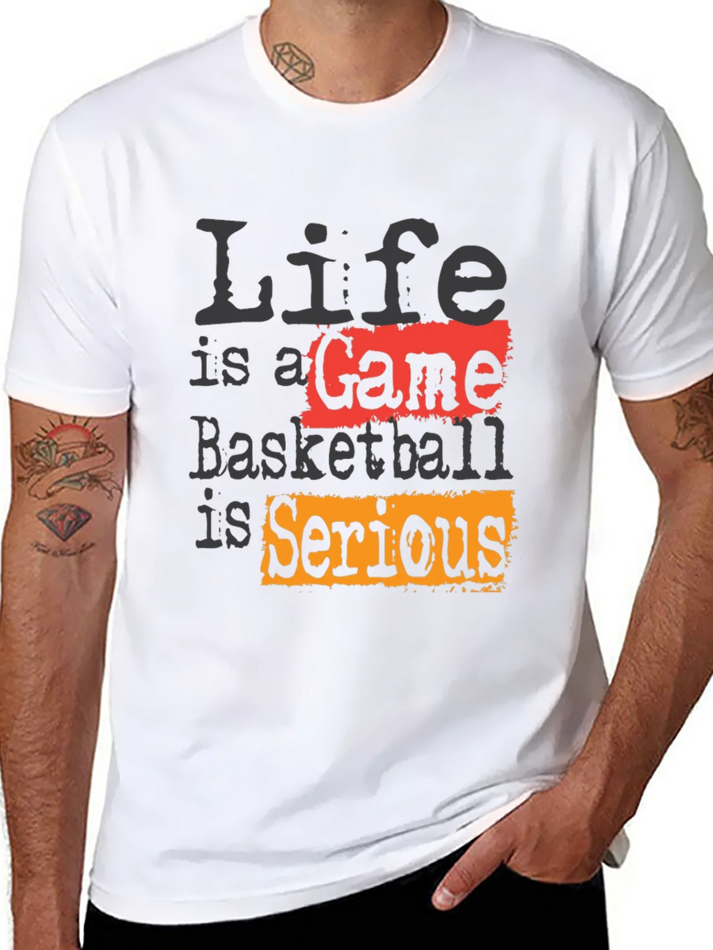 Life Is A Game Basketball Is Serious Black T-Shirt